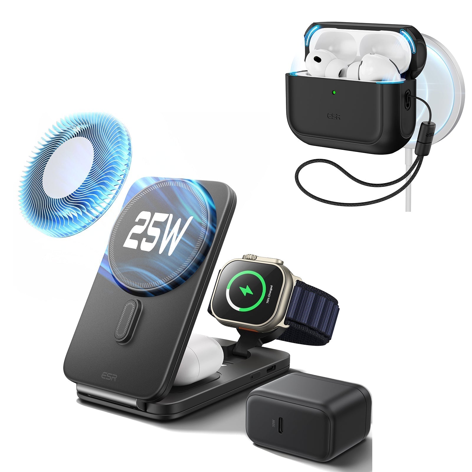 25W 3-in-1 Foldable Charger & AirPods Pro 3 Orbit Case | ESR