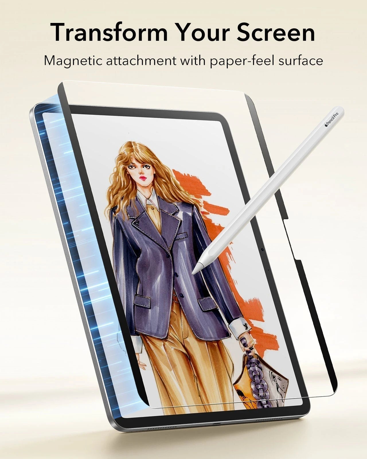 iPad Air 13“ (2025) Magnetische Rebound Tastatur Hülle 360 Schutz Paper Feel Bündel - DE Layout -Schwarz ESR ESR