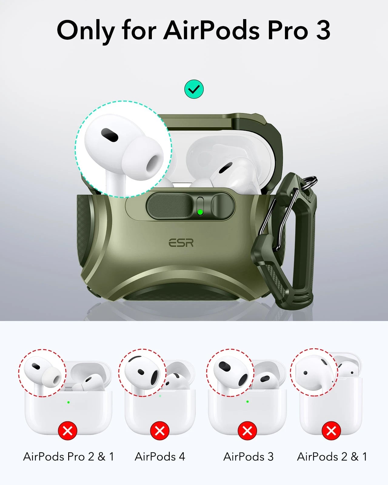 Cyber FlickLock Charging Case for AirPods Pro 3 Green