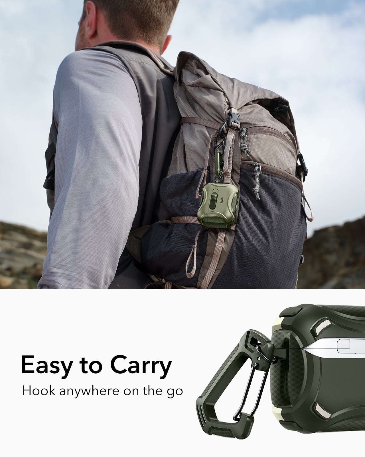 ESR AirPods Pro 3 Cyber FlickLock Charging Case Green easy to carry