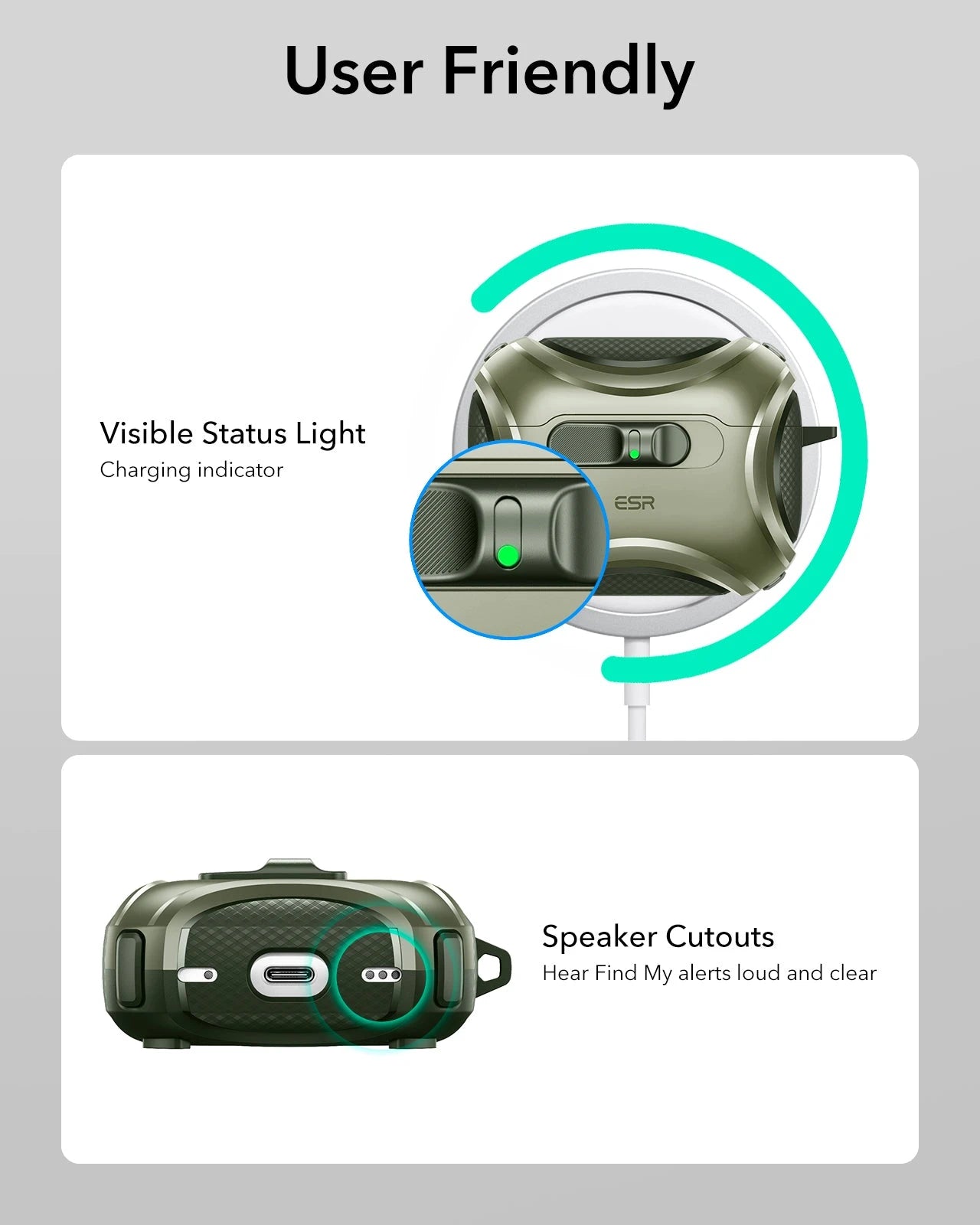 ESR AirPods Pro 3 Cyber FlickLock Charging Case Green