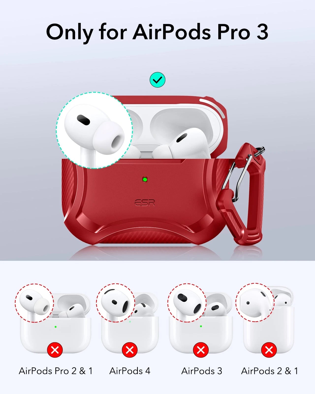 ESR Rugged Charging Case for AirPods Pro 3 Red