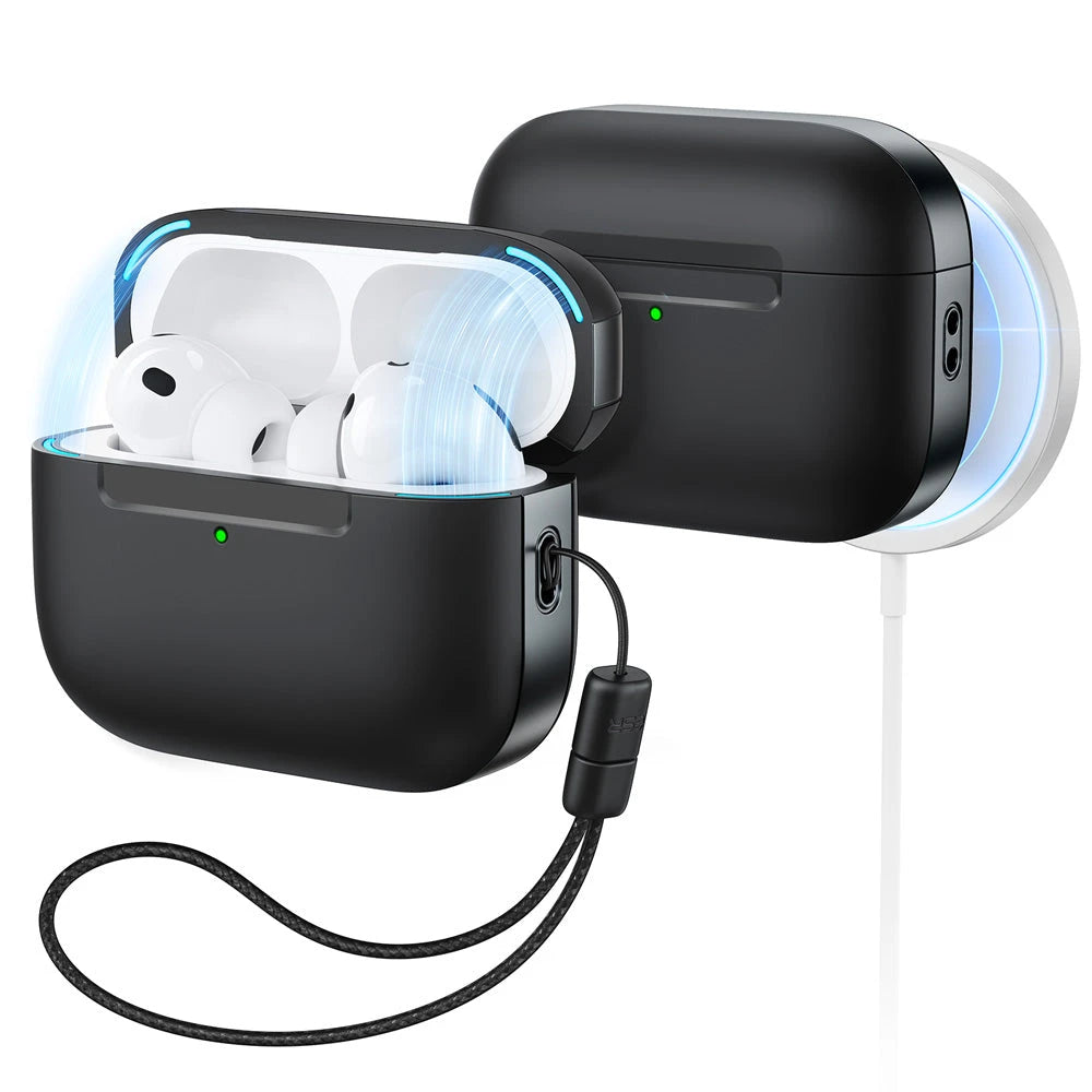 Black AirPods Pro 3 Case with Lanyard – ESR Drop-Proof Magnetic Cover