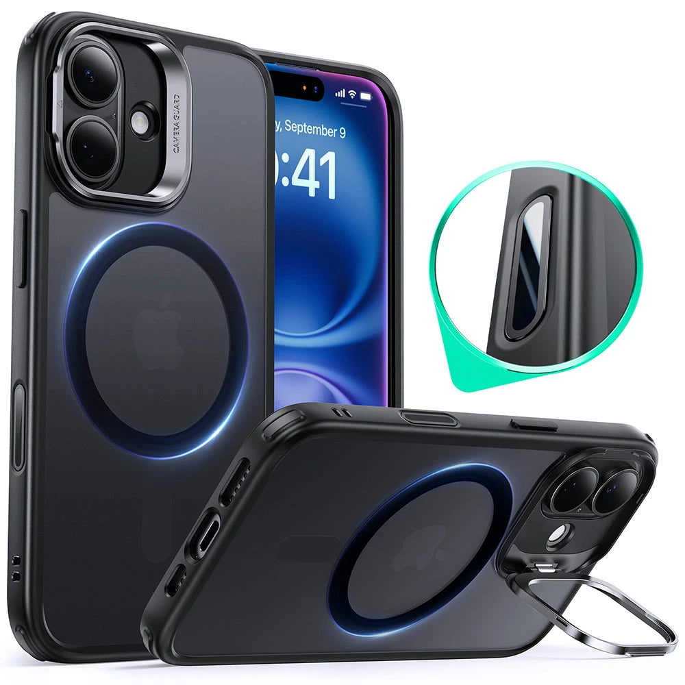 iPhone 16 HaloLock Classic Hybrid Case (Camera Control, Stash Stand) - Frosted Black ESR ESR