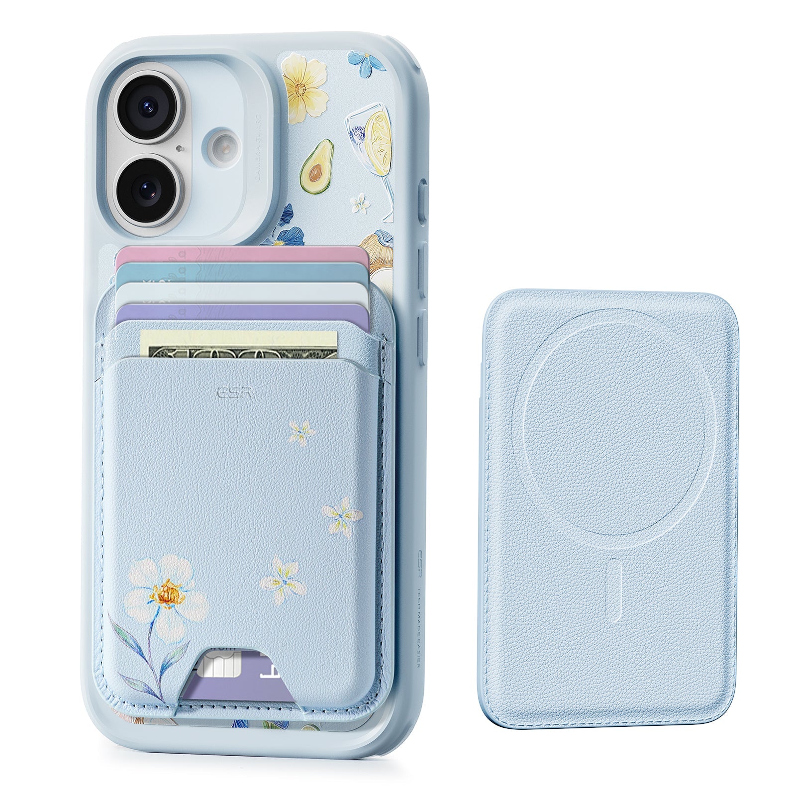 Aesthetic Tropical Floral MagSafe Wallet | ESR Slim Magnetic Holder