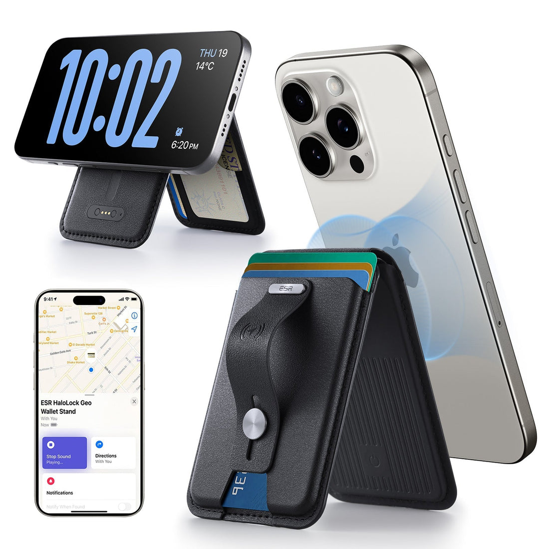 Geo Magnetic Wallet Stand (Grip) - Midnight Black ESR ESR