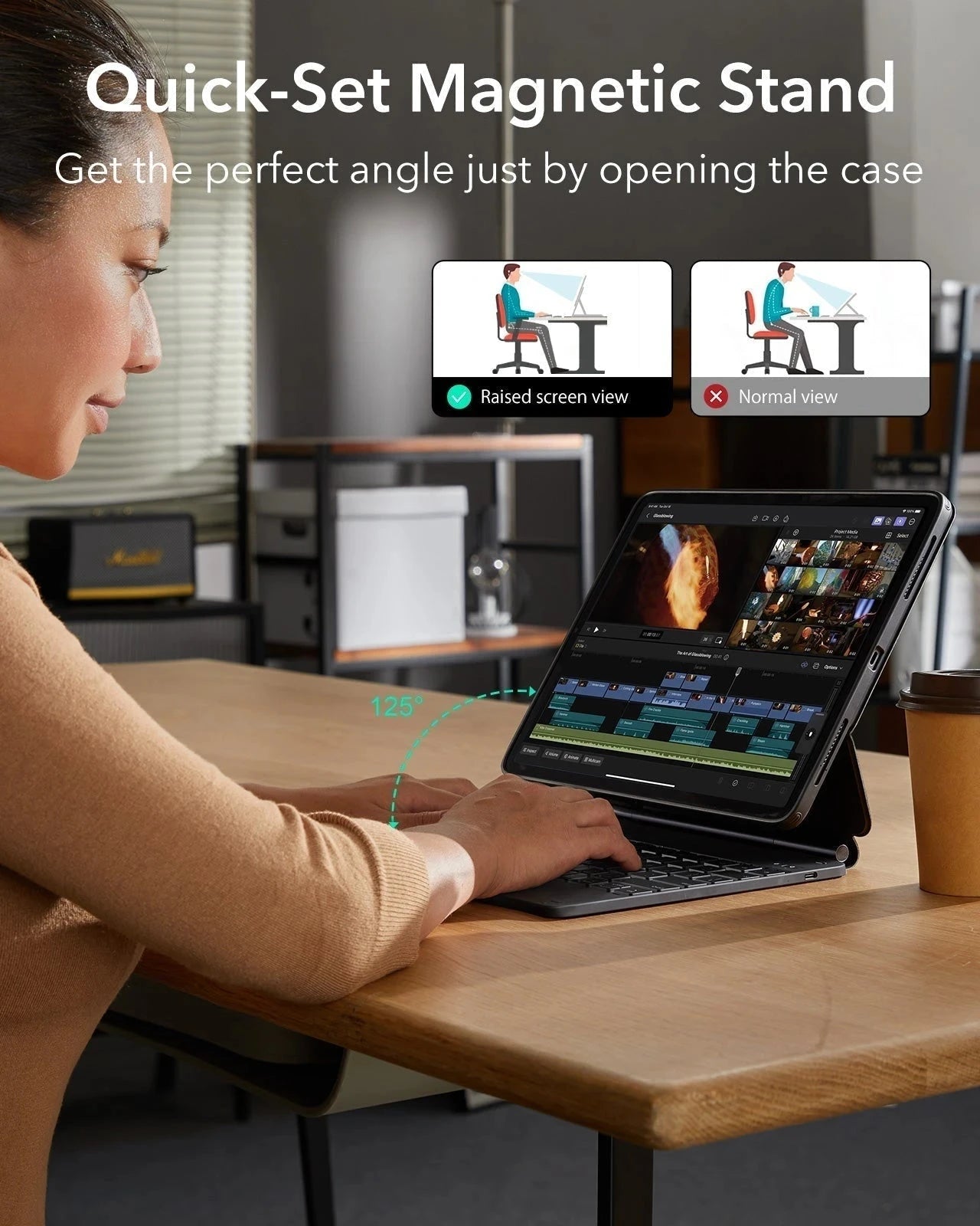 iPad Air 13“ (2025) Rebound Magnetische Tastatur Hülle 360 Pencil Bündel-DE Layout-Weiß ESR ESR