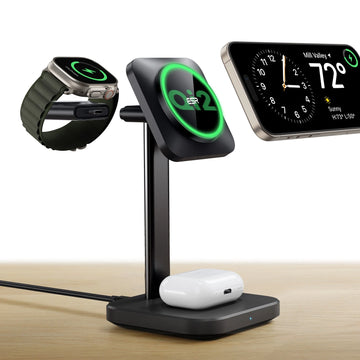 Qi2 3-in-1 Watch Wireless Charging Set (HaloLock) - Black - JP PLUG ESR ESR