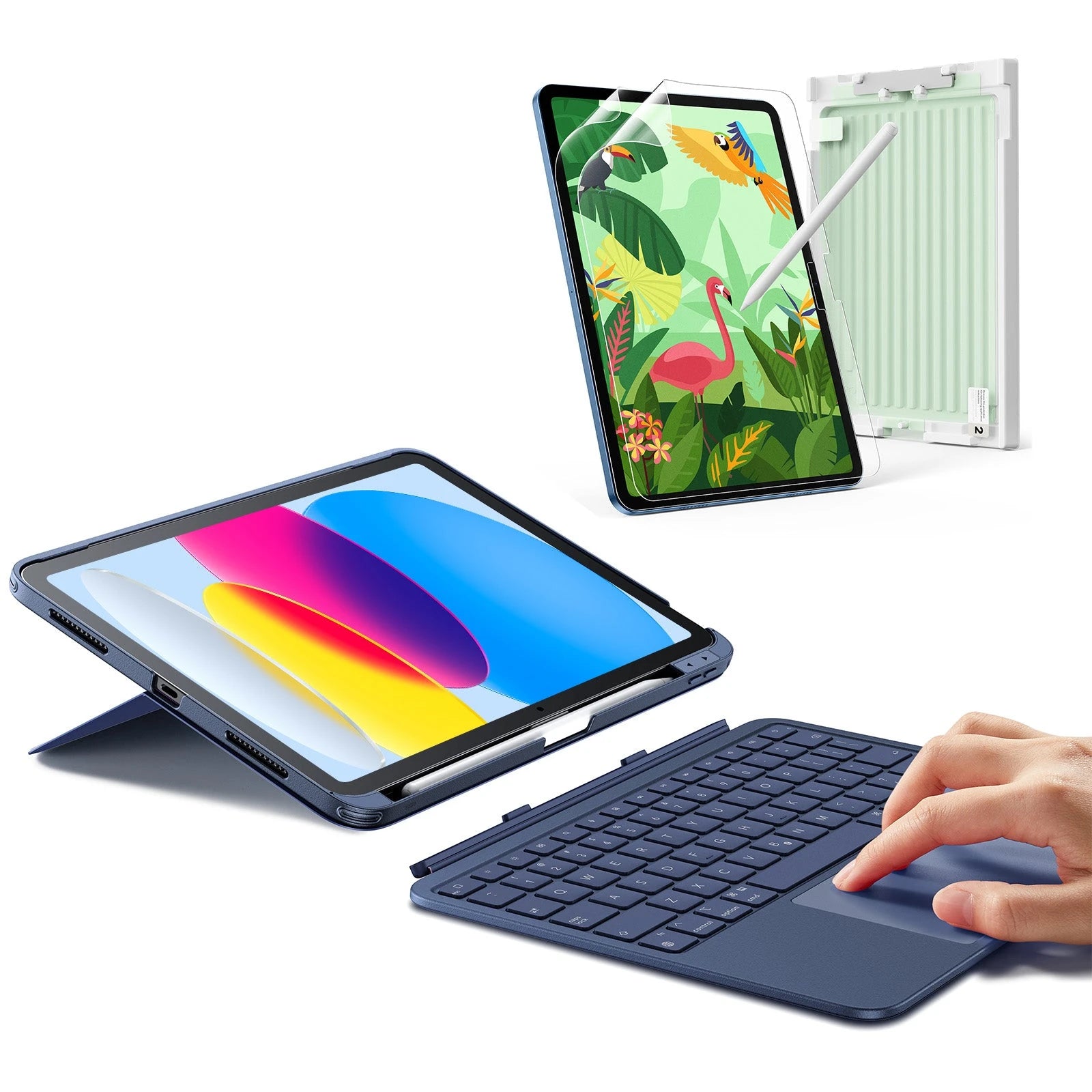 ESR Blue iPad A16 Flex Study Keyboard Case & Nib-Friendly Matte