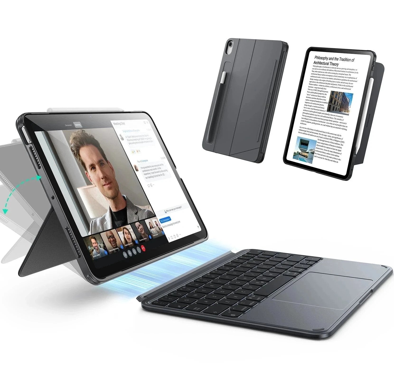 Gray iPad Air 11 Folio Keyboard Case with Trackpad (M3,2025) | ESR