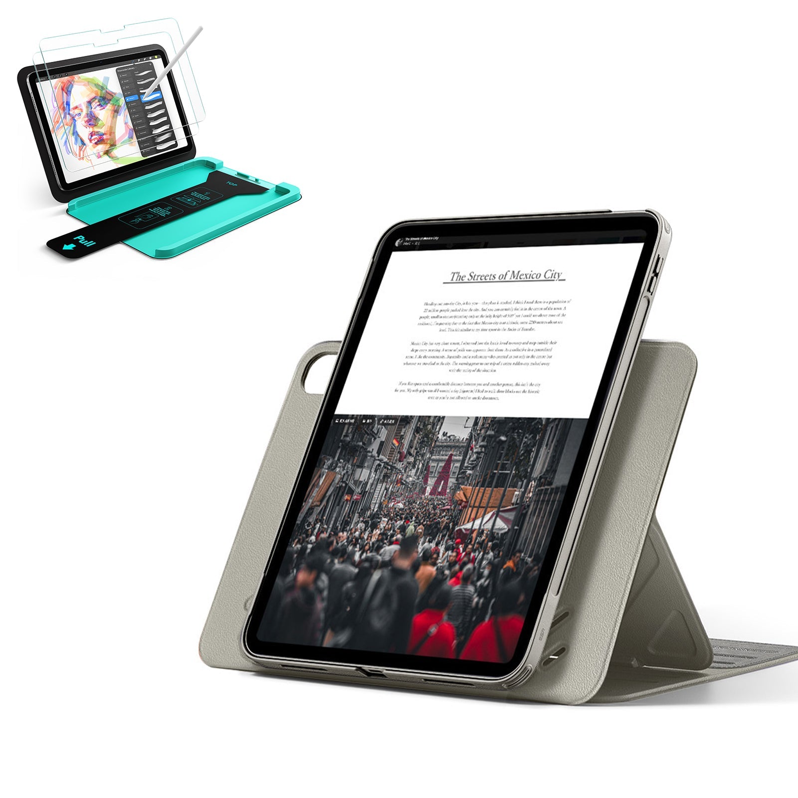 Titanium Magnetic iPad A16 Case & 5x Stronger Paper-Feel Guard