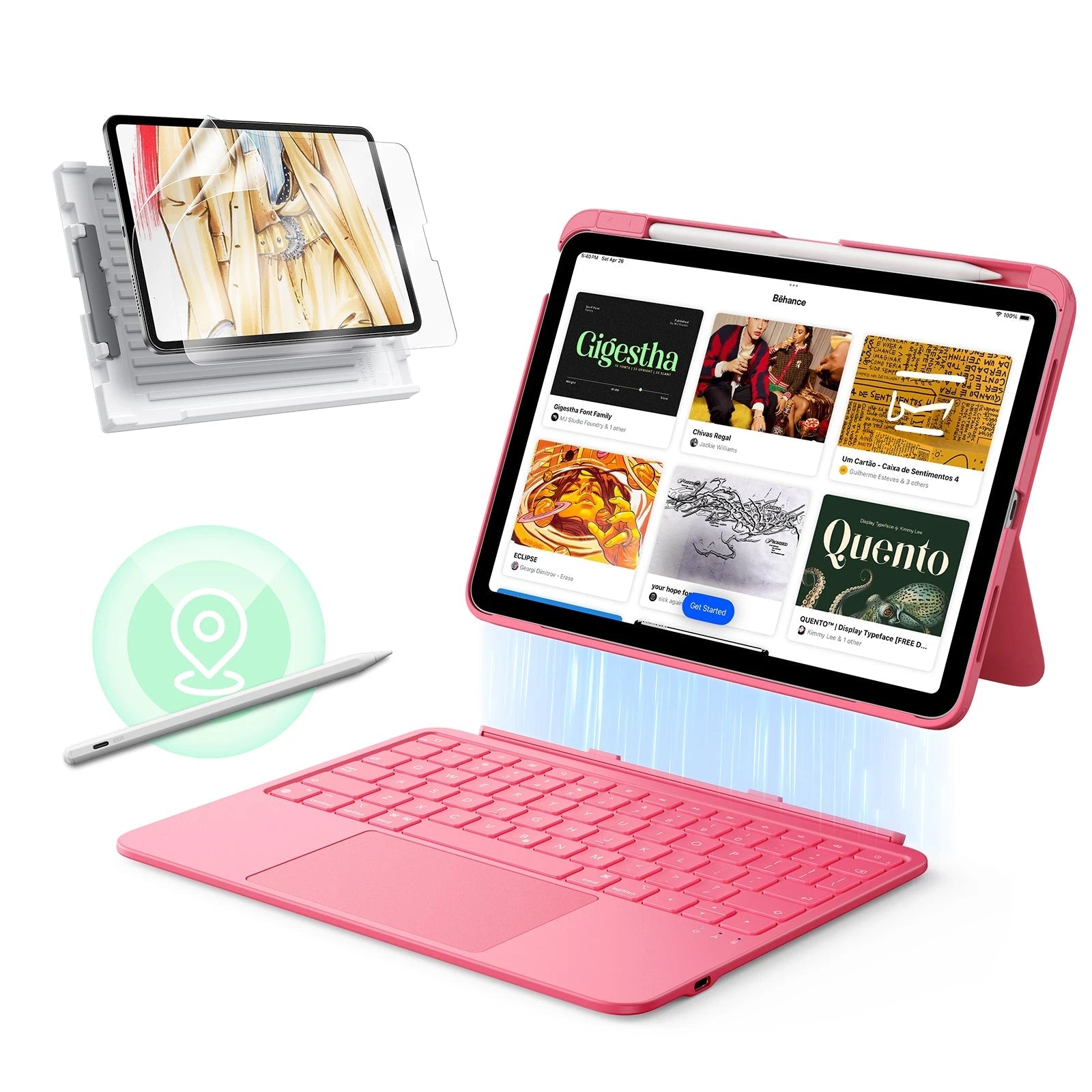 iPad 10th Gen Accessory: Pink Keyboard Case, Protector & Stylus | ESR