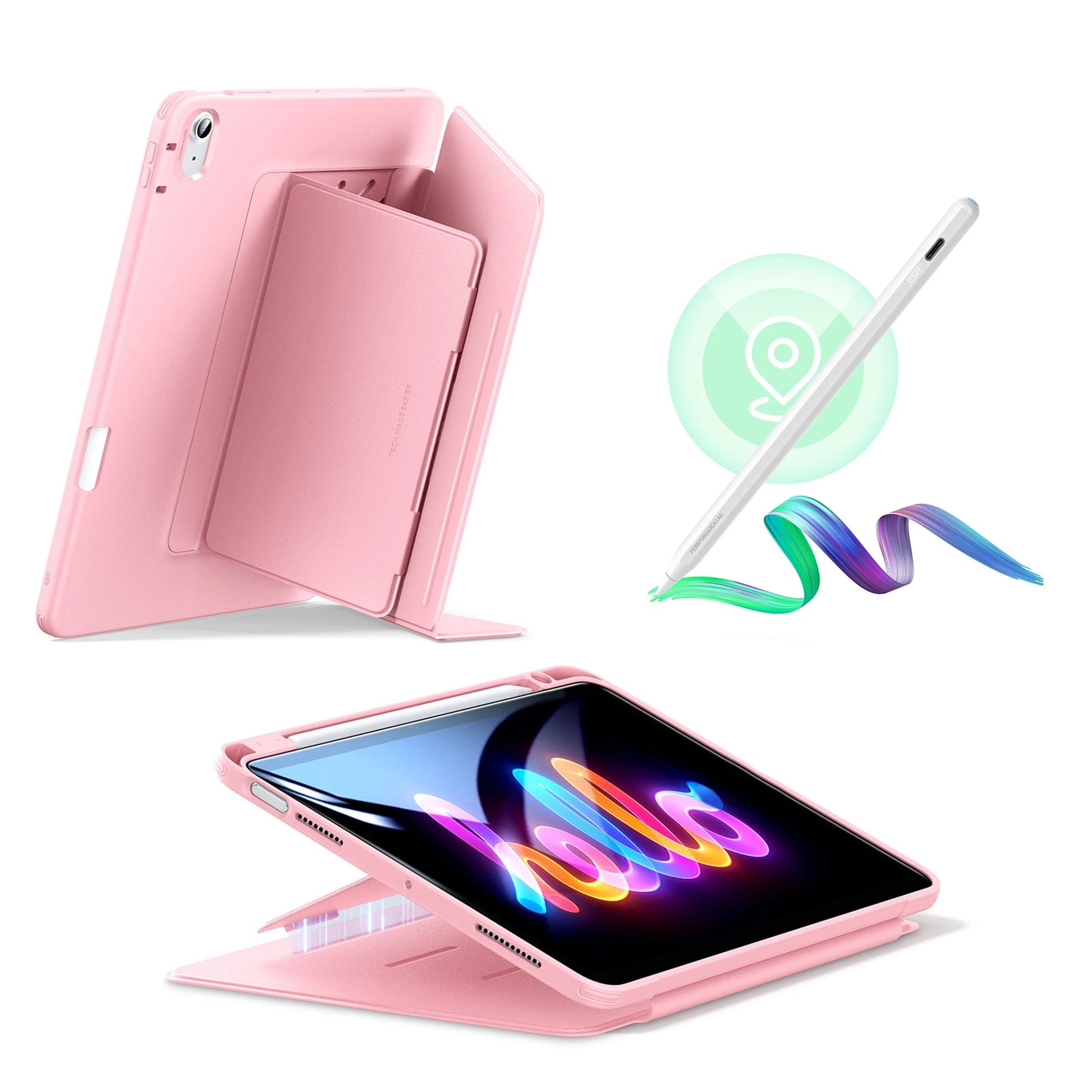 iPad Air 11" (2024) Bundle Flip Magnetic Case with Geo Digital Pencil - Pink ESR ESR