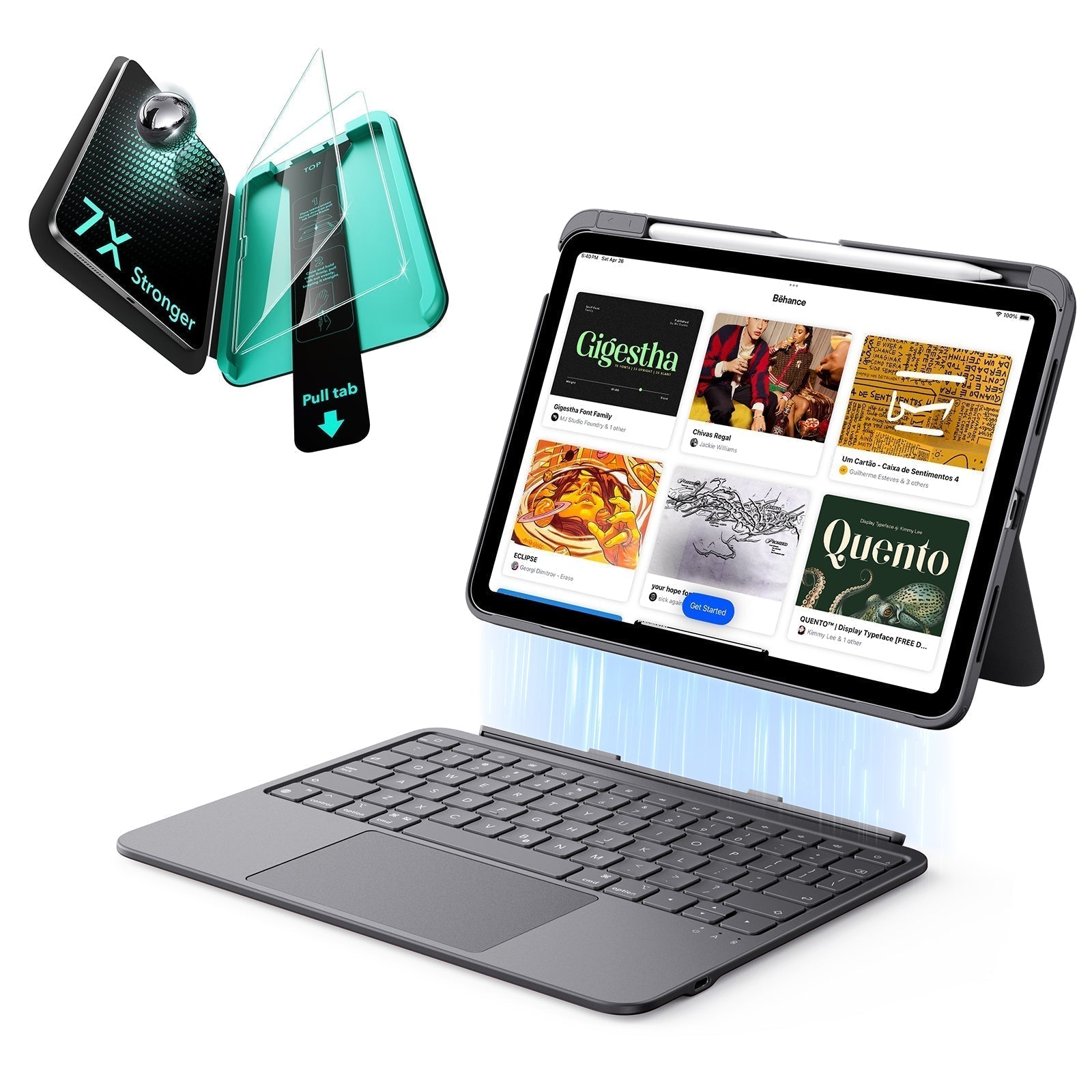 Gray Keyboard Case & Screen Protector Bundle for iPad Air 11
