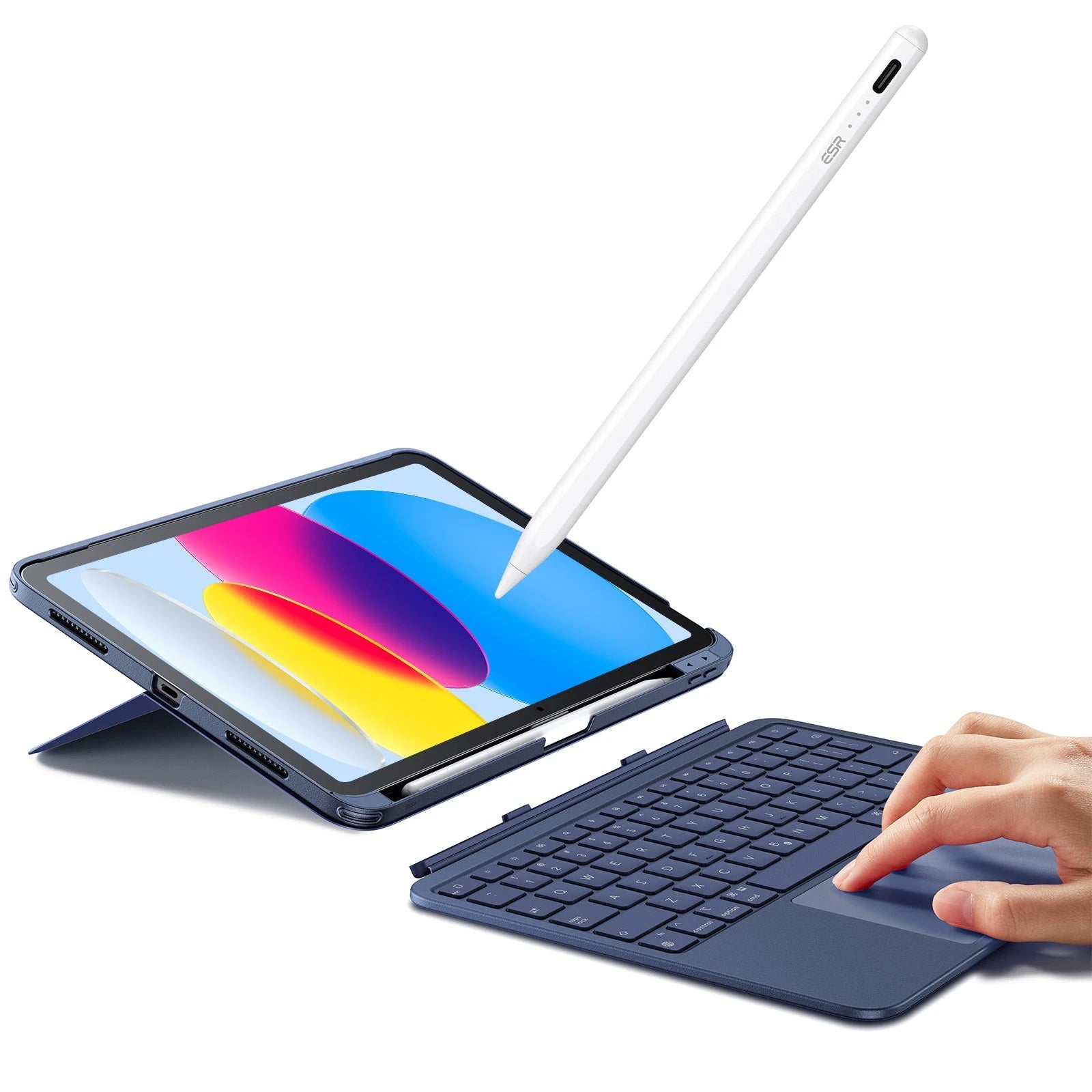 Blue ESR Flex Pro Keyboard Case & Digital Pencil for iPad Air 11