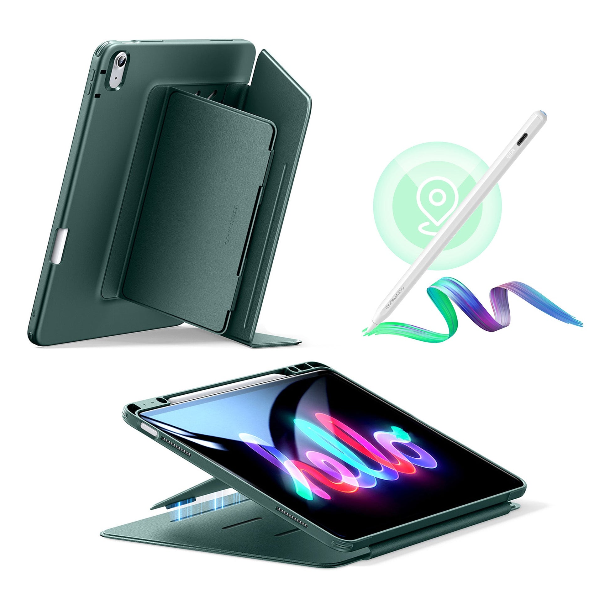 iPad Air 13" (M2) 2024 Bundle Flip Magnetic Case with Geo Digital Pencil - Green ESR ESR