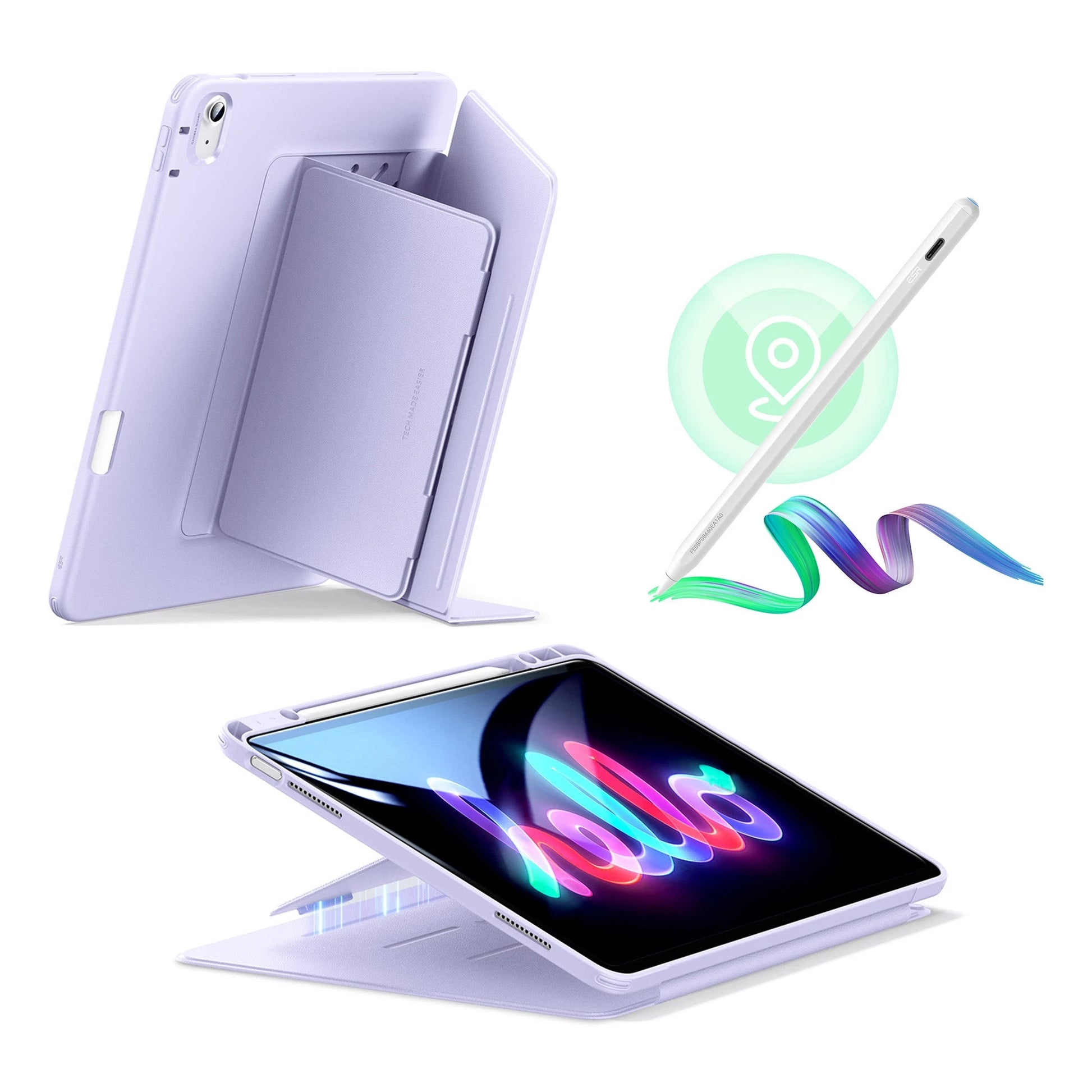 iPad Air 13" (M2) 2024 Bundle Flip Magnetic Case with Geo Digital Pencil- Light Purple ESR ESR