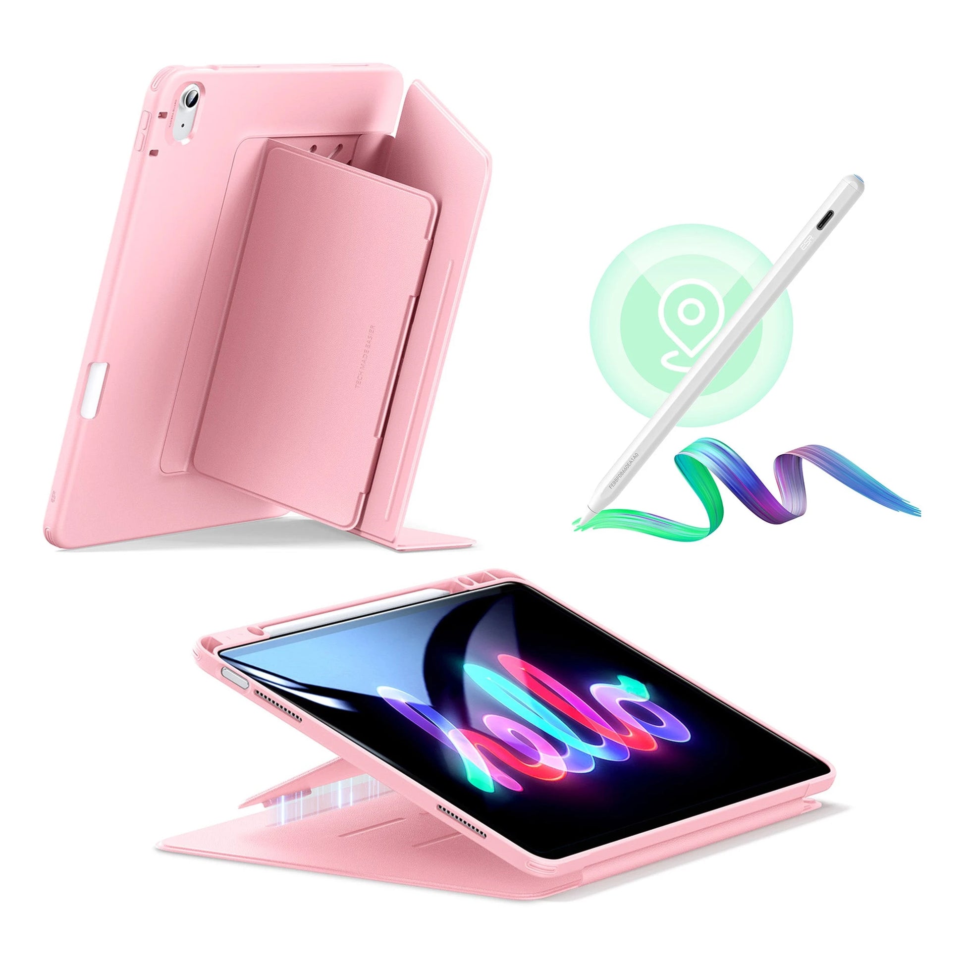 iPad Air 13" (M2) 2024 Bundle Flip Magnetic Case with Geo Digital Pencil - Pink ESR ESR