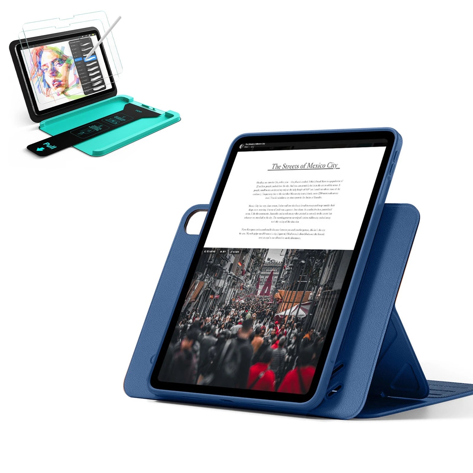 Blue iPad Air 13 M3 Secure Productivity Set | Stable Stand & Paper