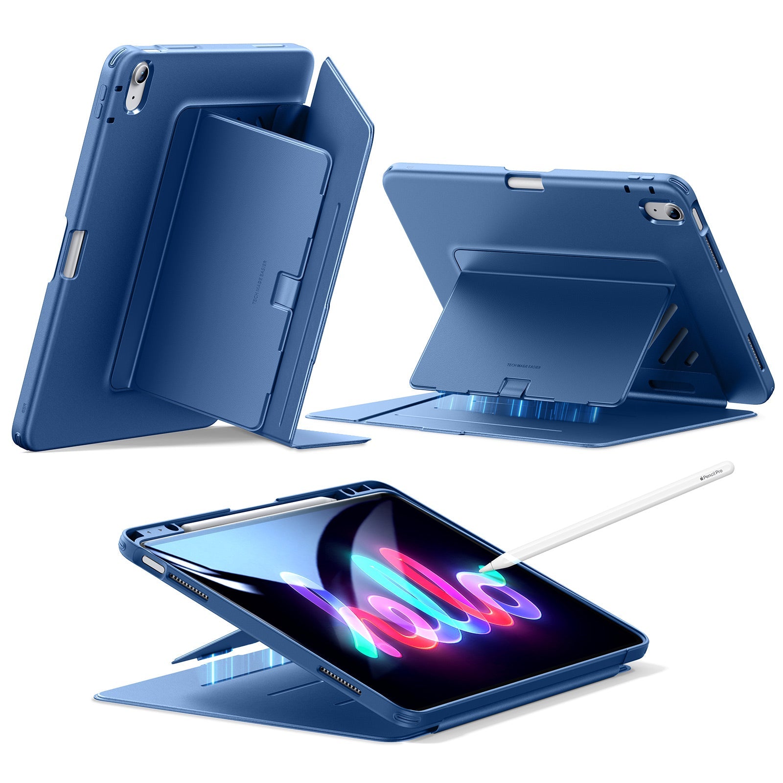 Navy Blue Magnetic iPad Air 13-inch (M4) Case with Pen Pocket
