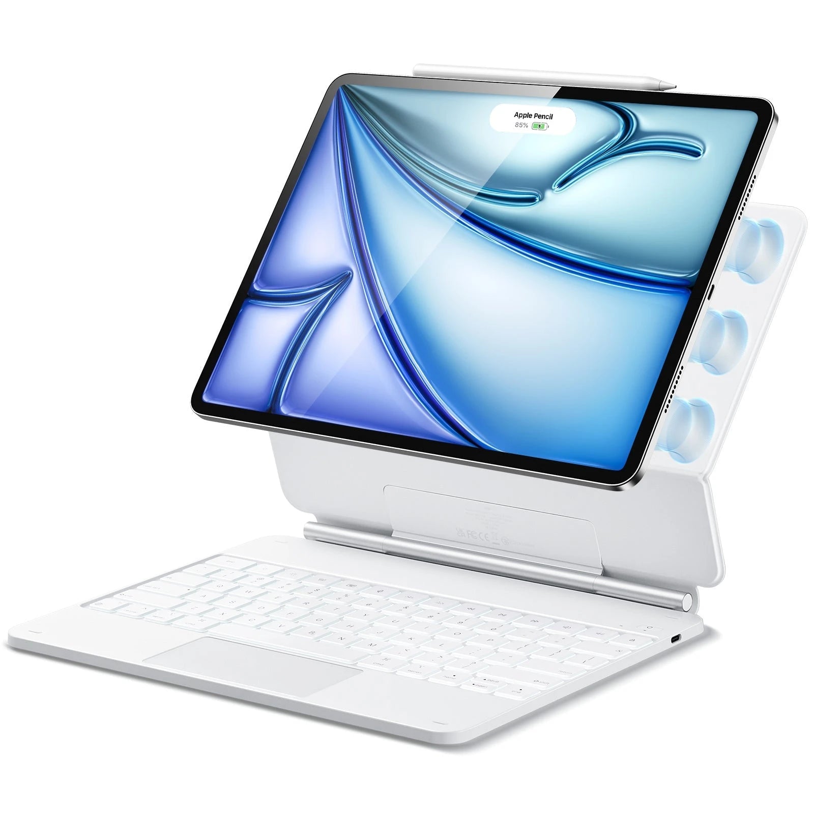 White iPad Air 13(M4) Keyboard Case with Multi-Touch Trackpad|ESR