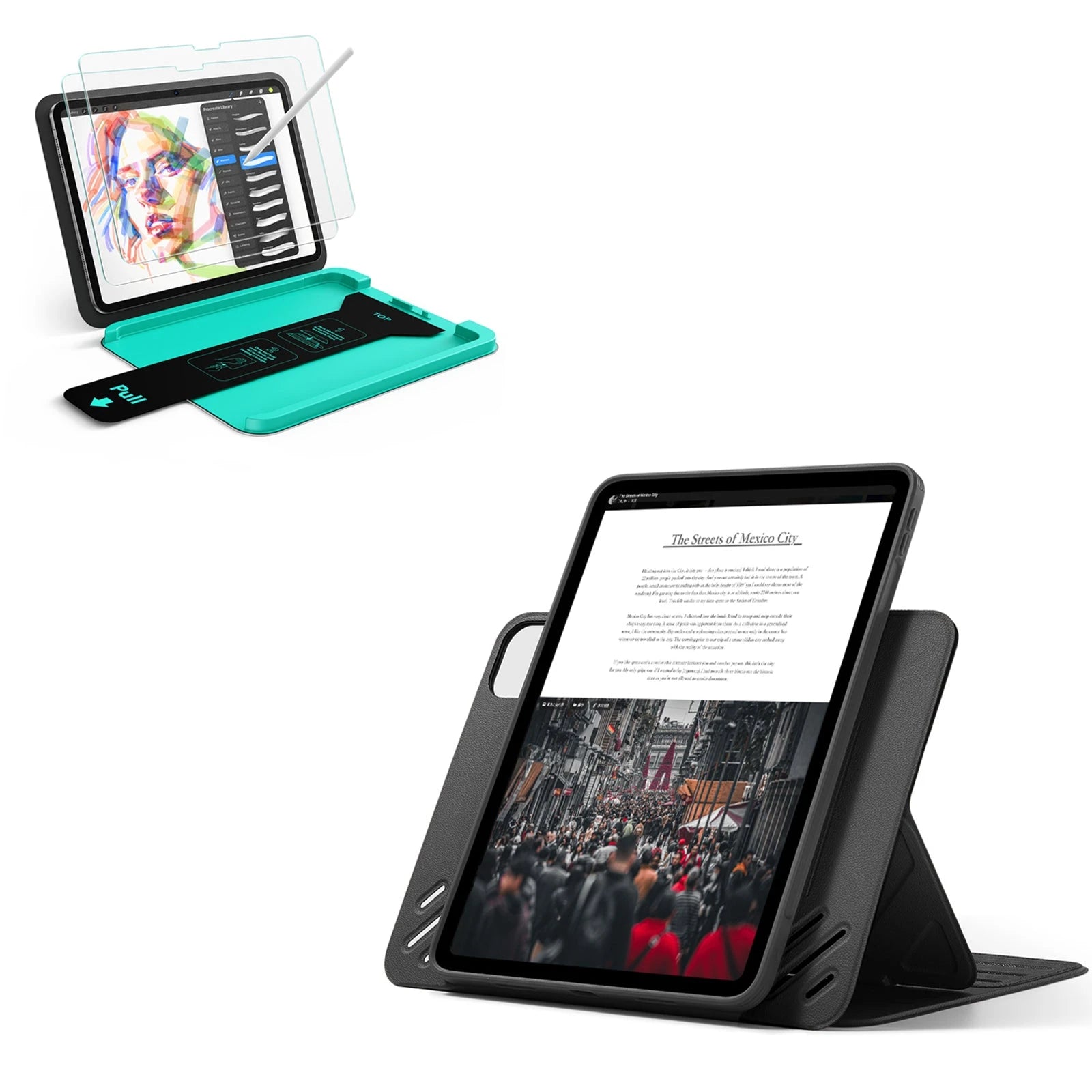 新品未使用 ESR iPad Pro13 Shiftケース ブラック ESR iPad Pro 13 M5 Black Shift Case & Armorite Paper-Feel Glass Bundle