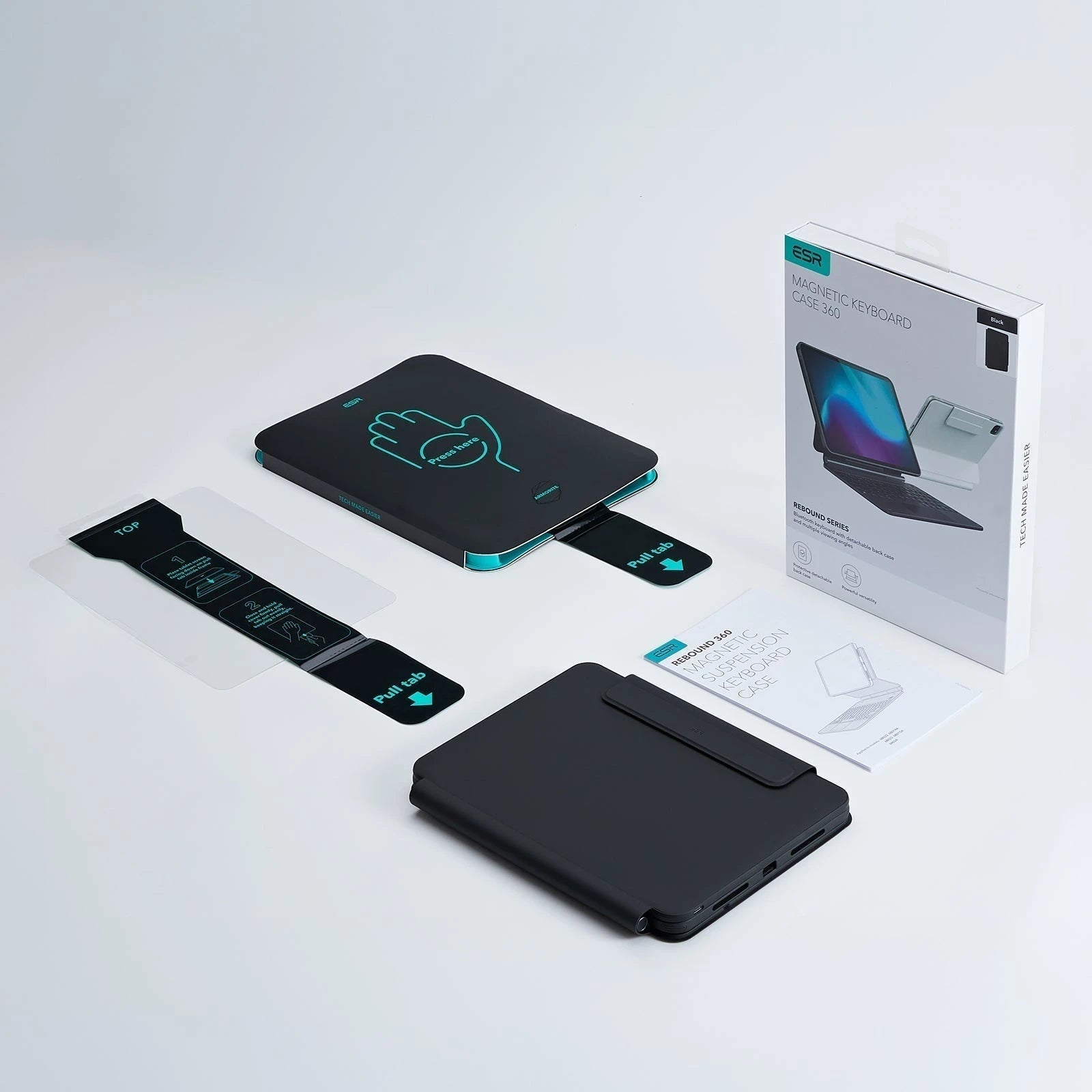 iPad Air 11“ (2025) Magnetische Rebound Tastatur Hülle 360 Schutz Paper Feel Bündel-DE layout-Black ESR ESR