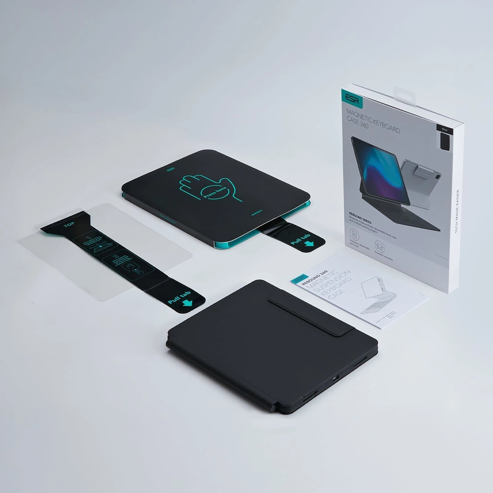 iPad Air 13” (2025) Rebound Magnetic Keyboard Case 360 Protection Bundle - UK Layout-Black ESR ESR