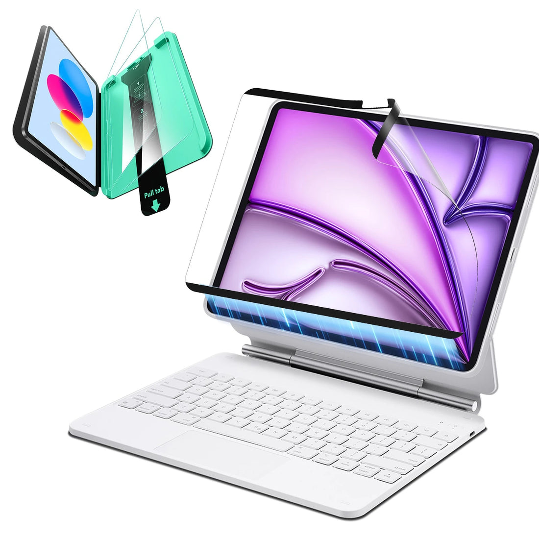 iPad Air 13” (2025) Rebound Magnetic Keyboard Case 360 Protection Paper-Feel Bundle - US Layout-White ESR ESR