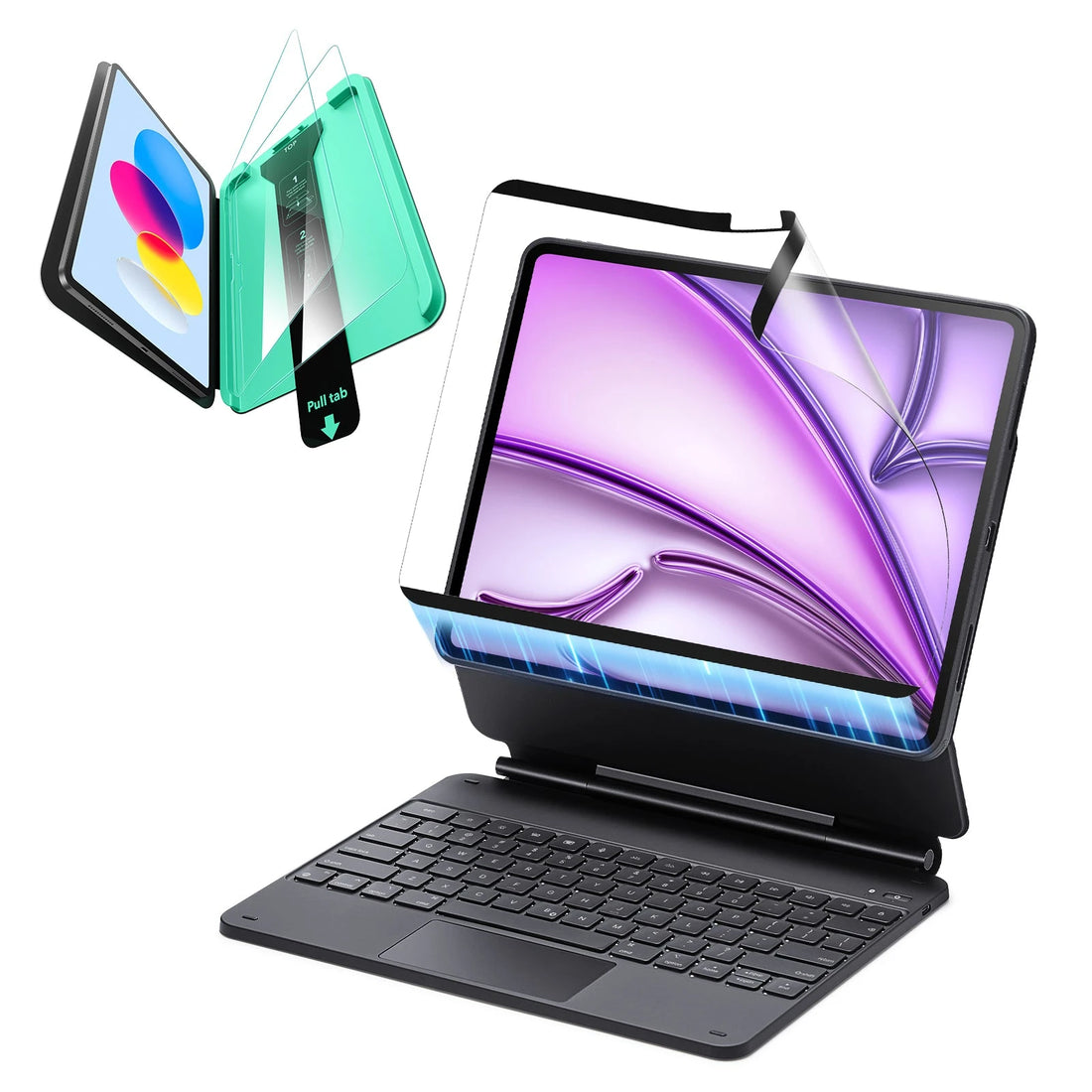 iPad Air 13” (2025) Rebound Magnetic Keyboard Case 360 Protection Paper-Feel Bundle - UK Layout-Black ESR ESR