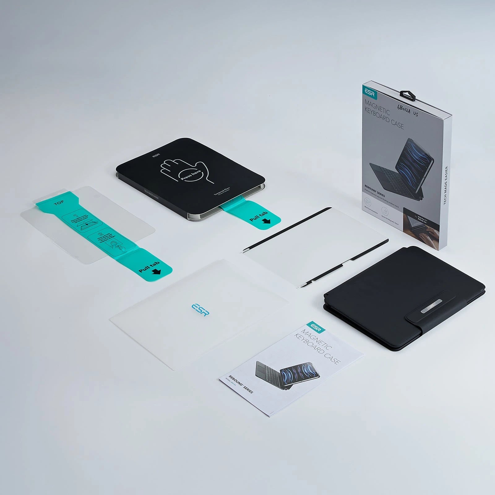 iPad 11" (A16, 2025) Rebound Magnetic Keyboard Case and Paper-Feel Screen Protector Bundle-US Layout-Black ESR ESR