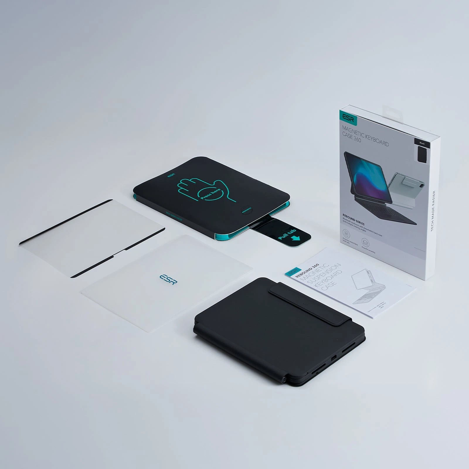iPad Air 11” (2025) Rebound Magnetic Keyboard Case 360 Protection Paper-Feel Bundle-US Layout-Black ESR ESR