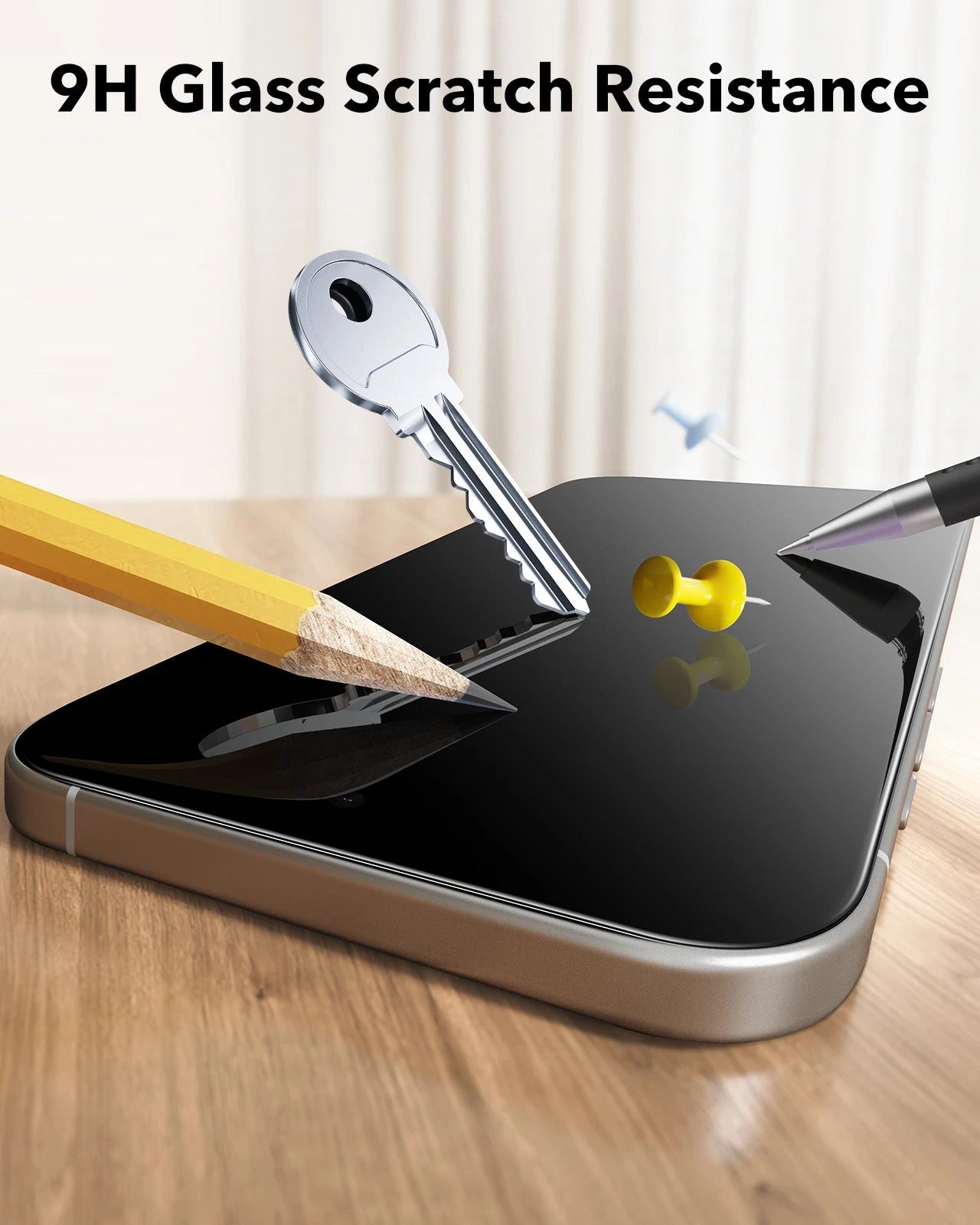 Privacy Screen Protector for iPhone 16 9h glass scratch resistance