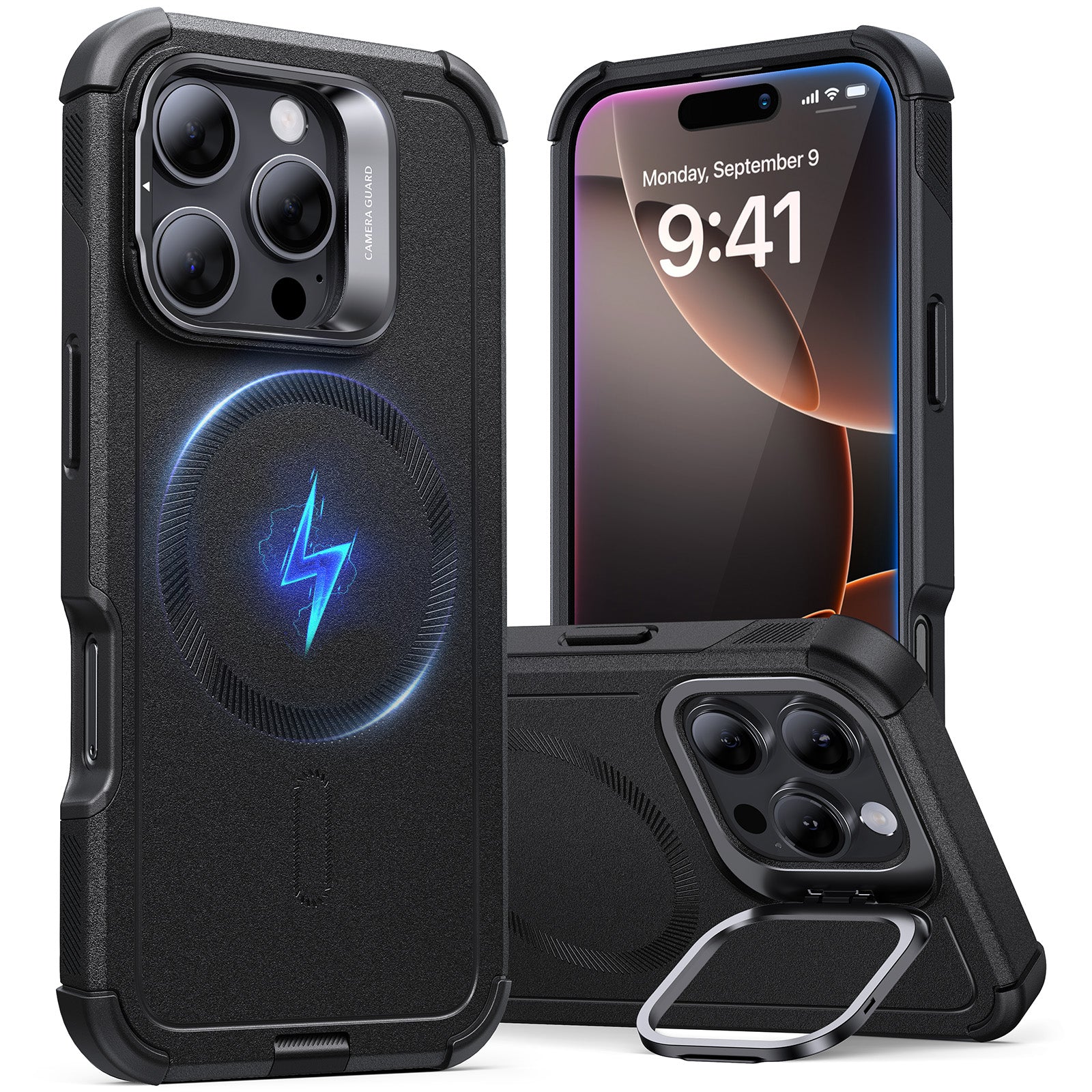Black iPhone 16 Pro Max Rugged MagSafe Case with Screen Protector Black iPhone 16 Pro Max Rugged MagSafe Case with Screen Protector