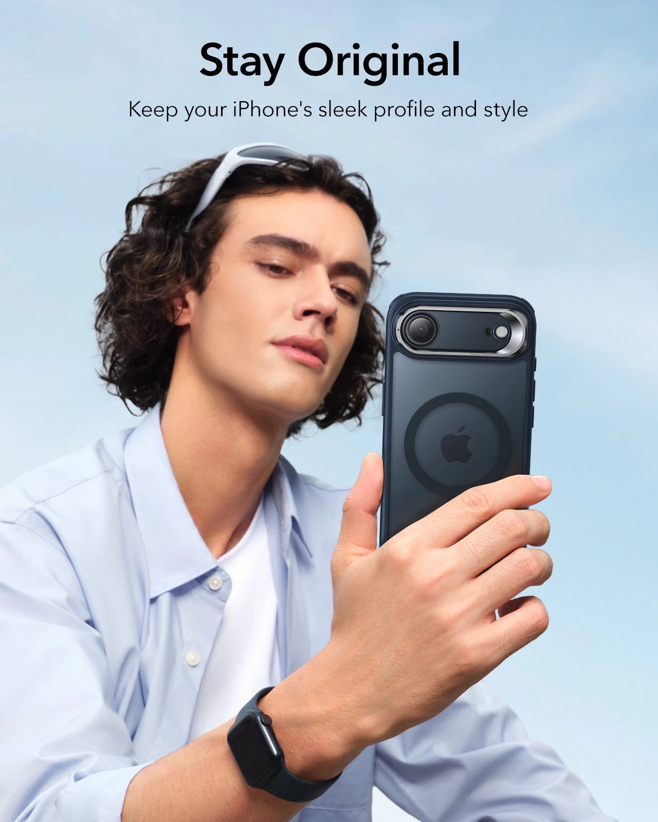 ESR iPhone 17 Air Magsafe Case with Stand Camera Control Frosted Blue Stay Original