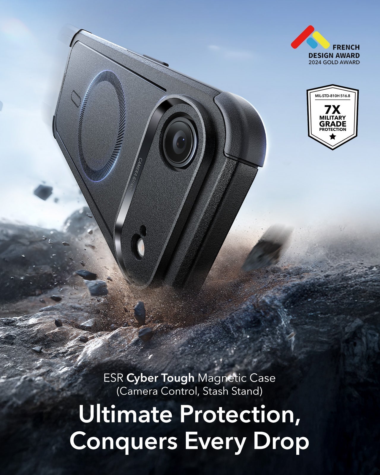 ESR iPhone 17 Air Cyber Tough Magsafe Case with Camera Control Black