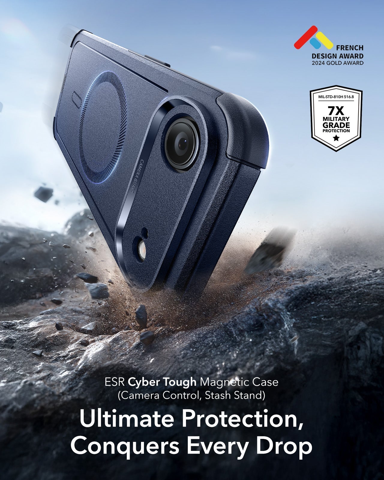 ESR iPhone 17 Air Cyber Tough Magsafe Case with Camera Control Blue