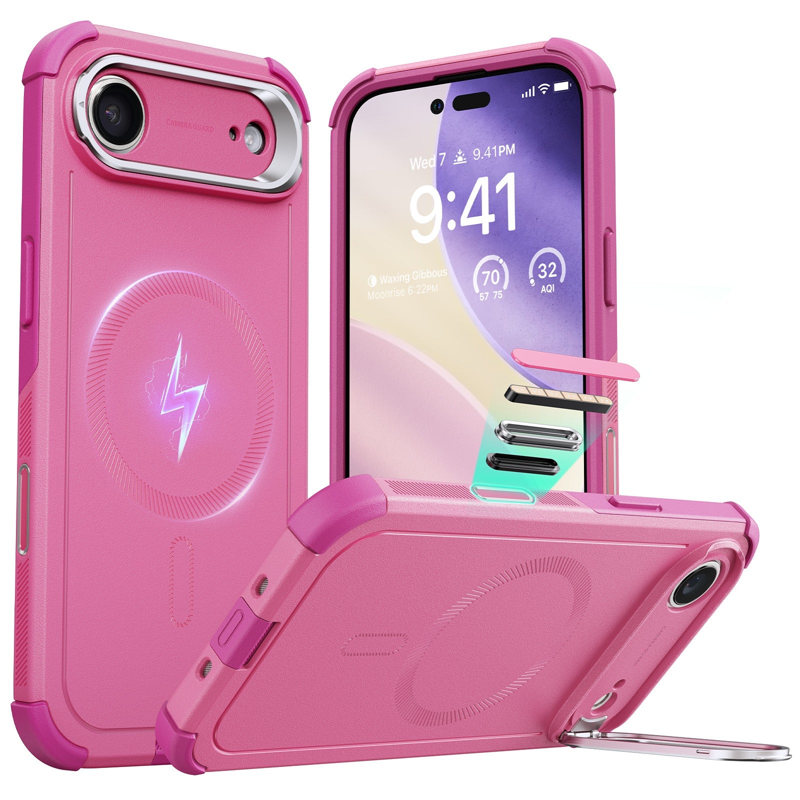 iPhone 17 Air Cyber Tough Magsafe Case with Stand and Camera Control Pink