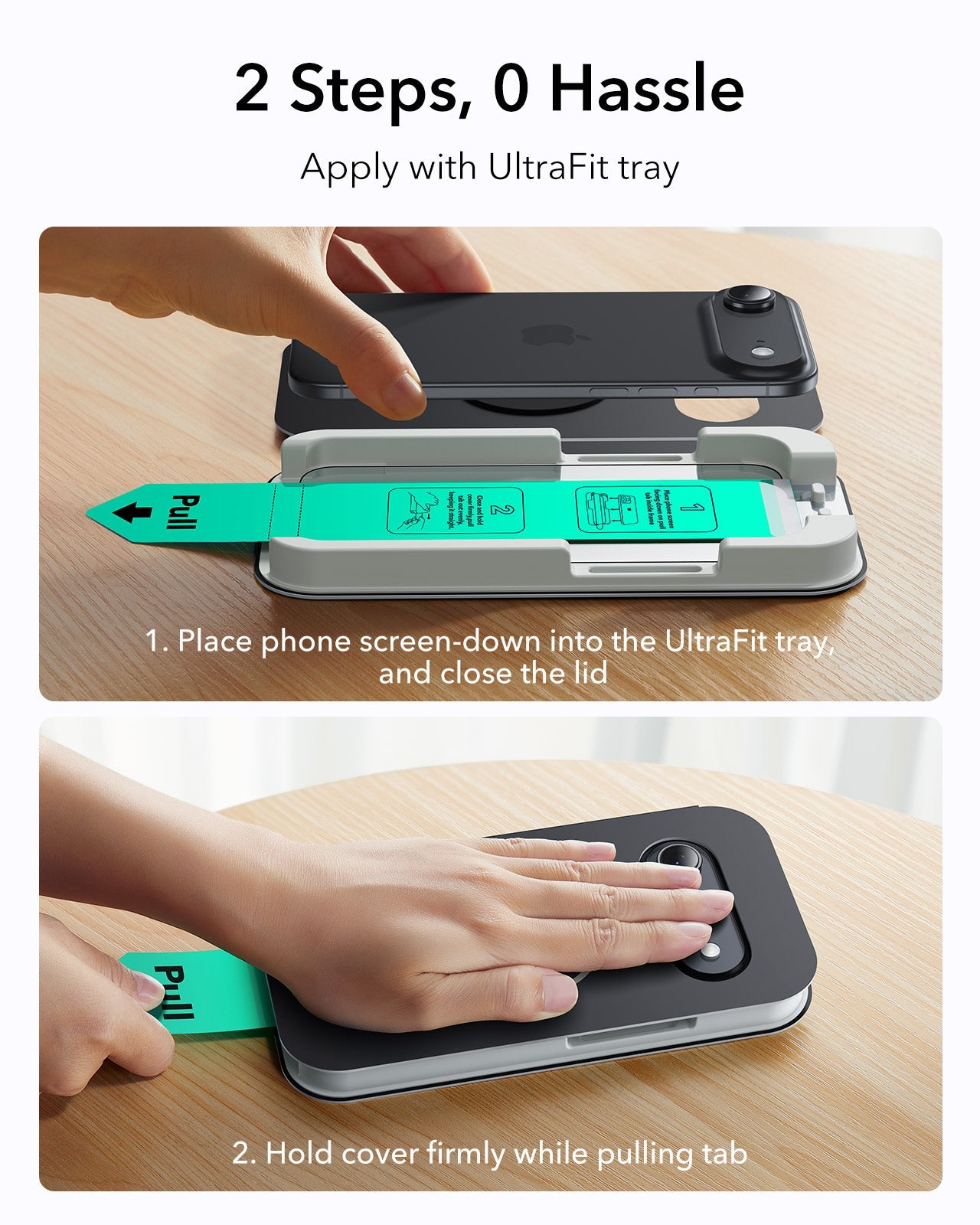 ESR iPhone 17 Air Tempered Glass Screen Protector apply with ultrafit tray