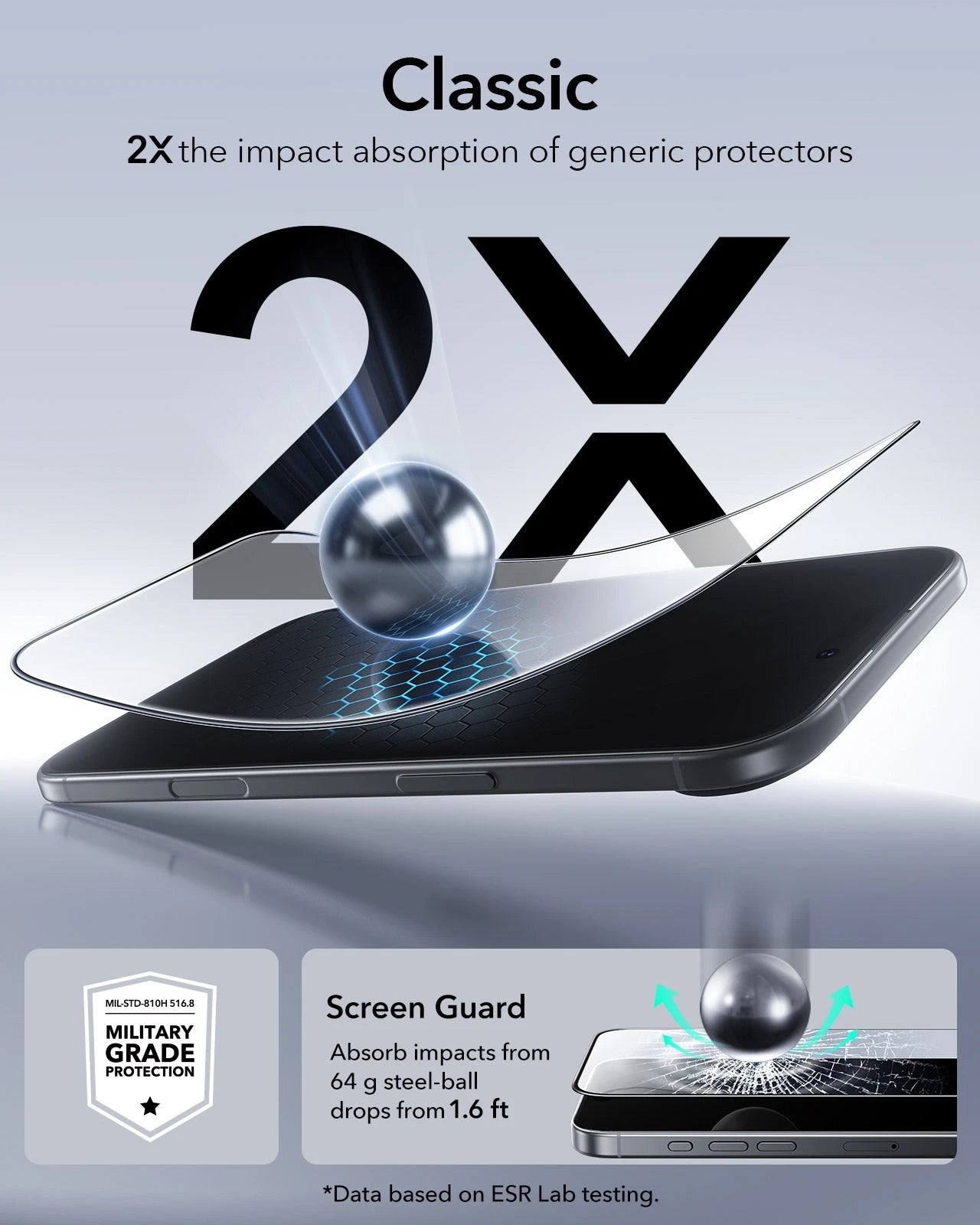 ESR iPhone 17 Air Tempered Glass Screen Protector military grade protection