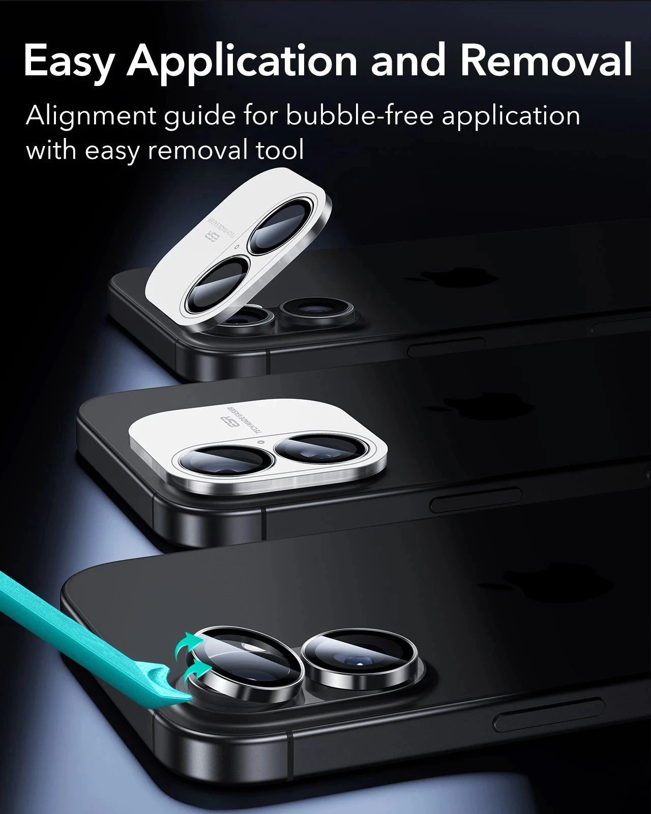 ESR iPhone 17 Armorite Camera Lens Protector Black easy application