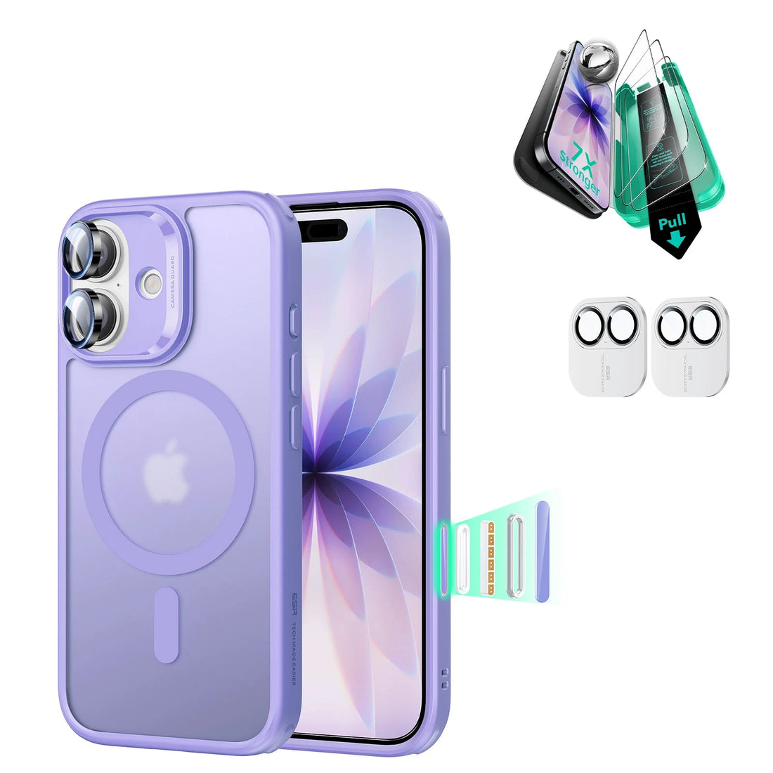 iPhone 17 Classic Hybrid Magsafe Case with Screen Protector Bundle Frosted Purple