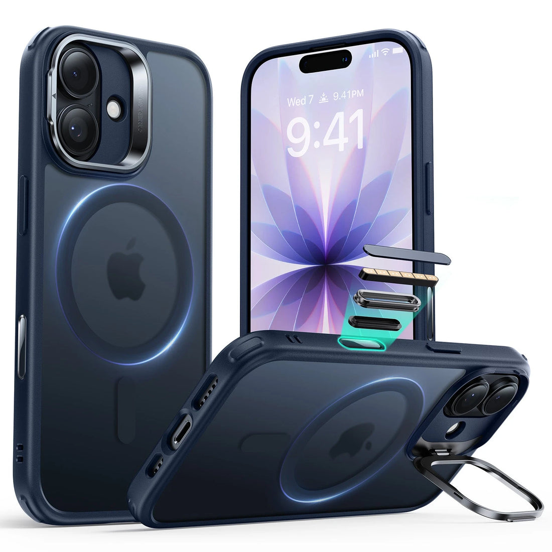 iPhone 17 Classic Hybrid Magnetic Case (Camera Control, Stash Stand) - Frosted Blue ESR ESR