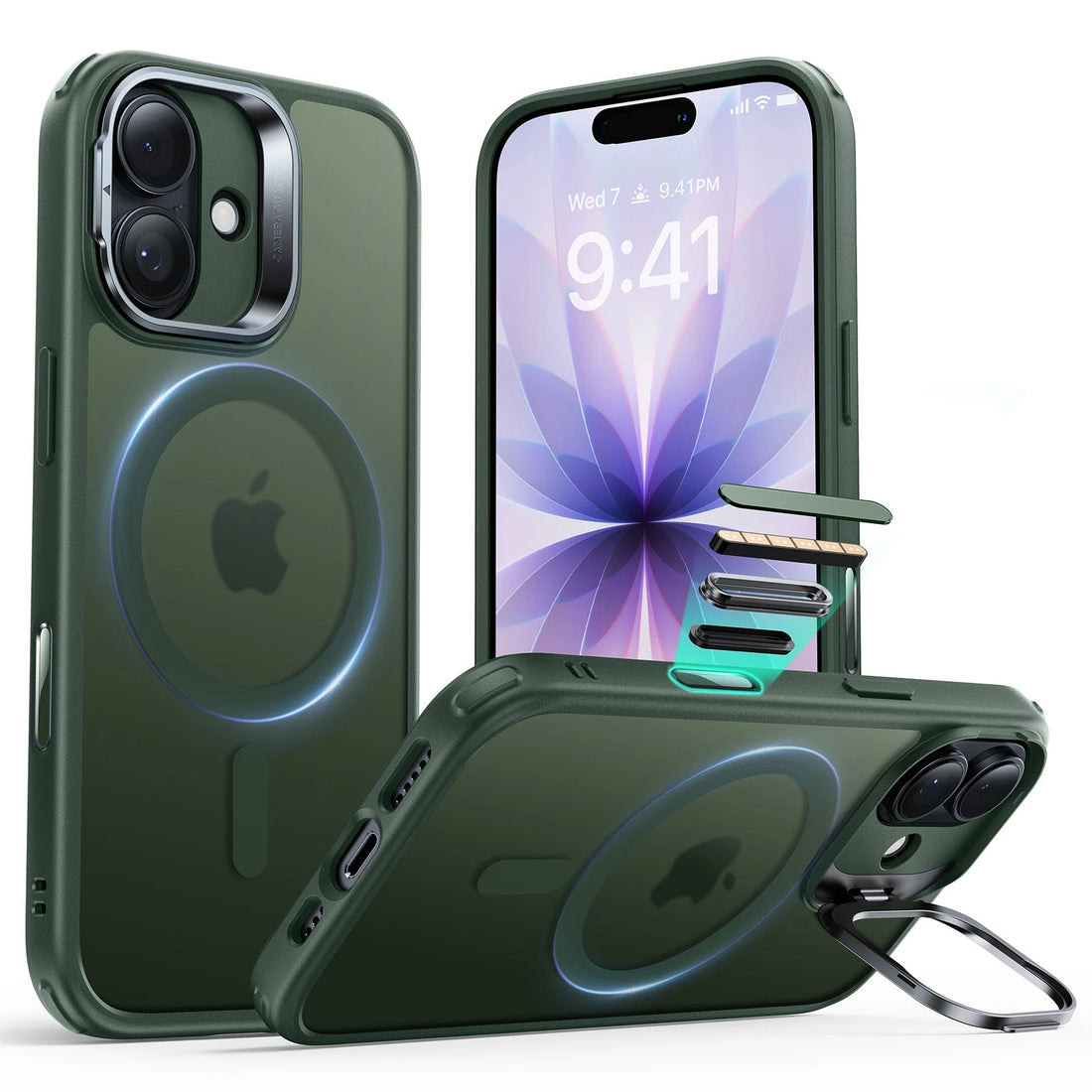 iPhone 17 Classic Hybrid Magnetic Case (Camera Control, Stash Stand) - Frosted Green ESR ESR