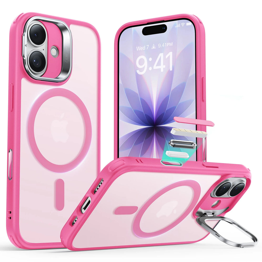 iPhone 17 Classic Hybrid Magnetic Case (Camera Control, Stash Stand) - Frosted Pink ESR ESR