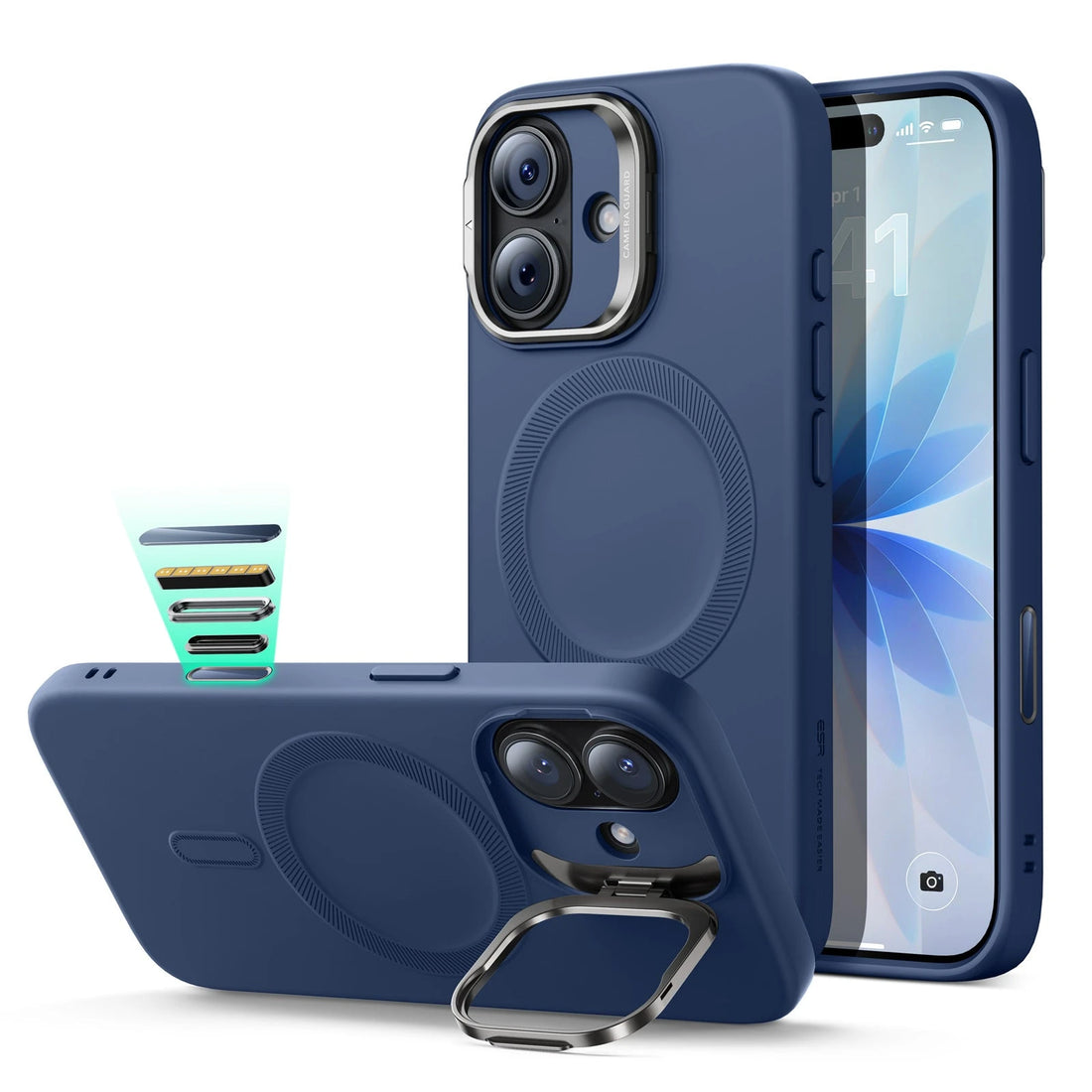iPhone 17 Cloud Soft Magnetic Case (Camera Control, Stash Stand) - Navy Blue ESR ESR