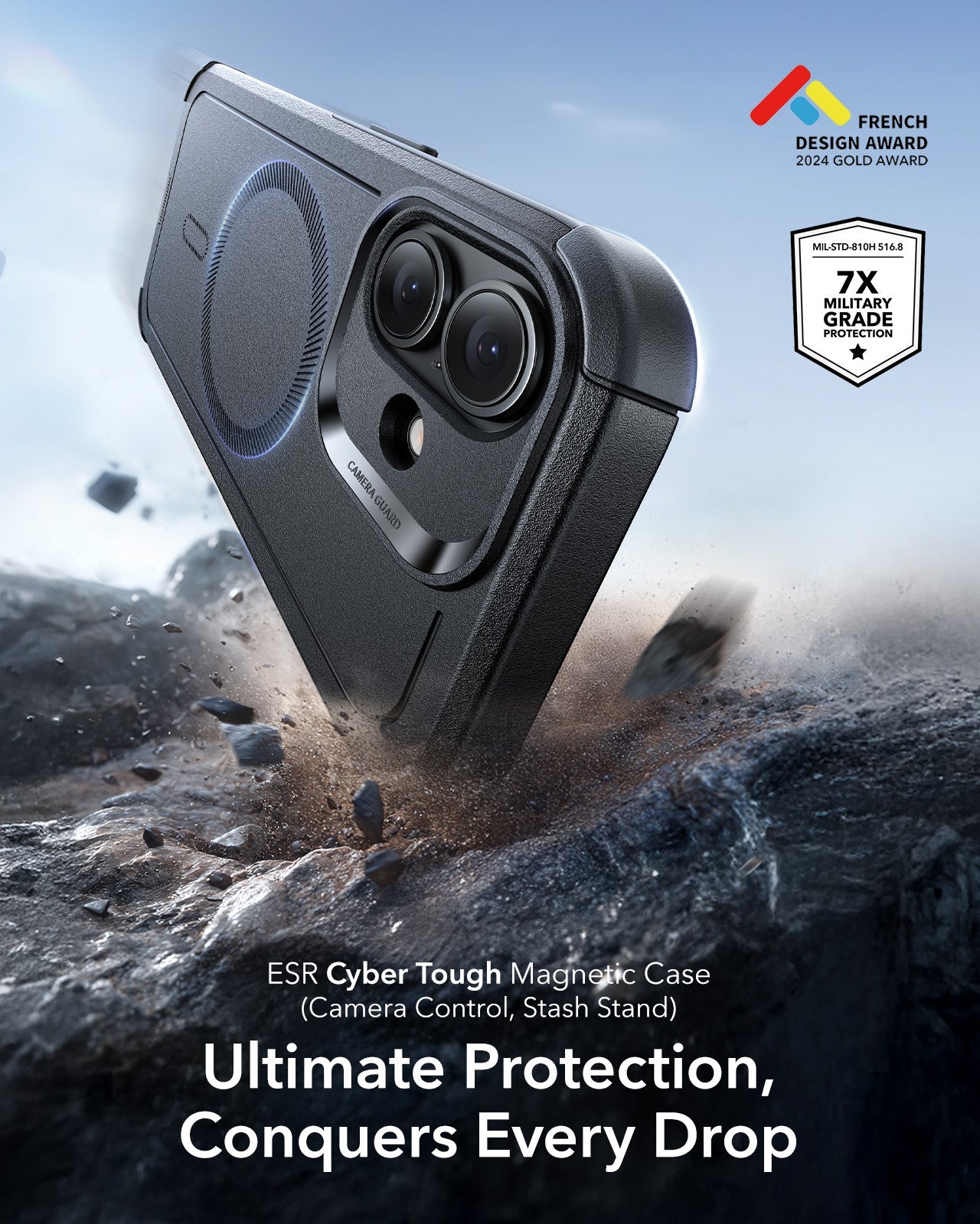 ESR iPhone 17 Cyber Tough Magsafe Case with Camera Control Black