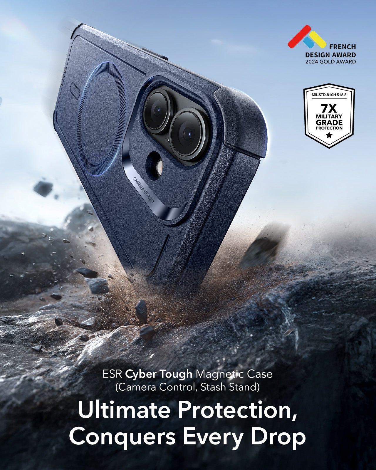 ESR iPhone 17 Cyber Tough Magsafe Case with Camera Control Blue