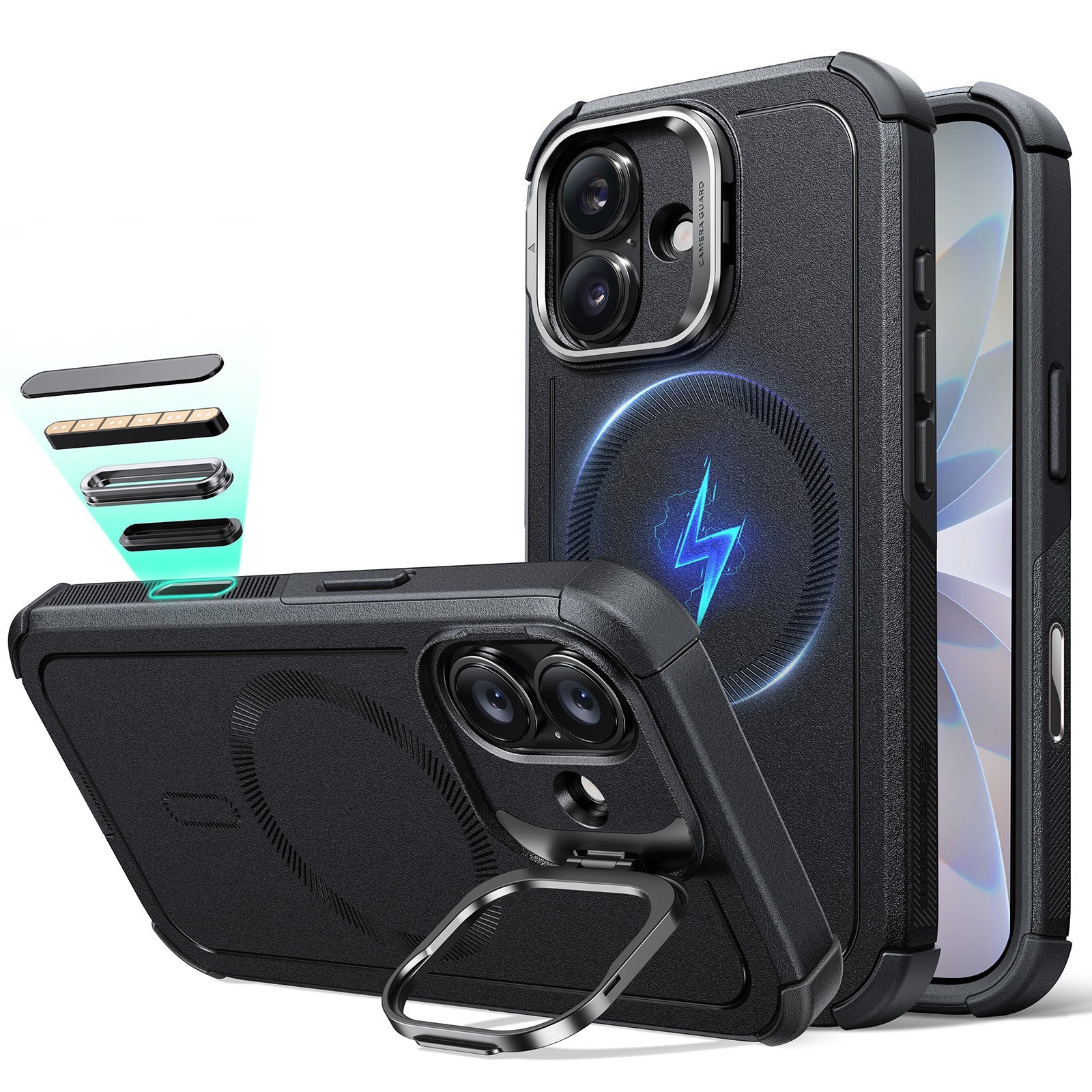 iPhone 17 Cyber Tough Magnetic Case (Camera Control, Stash Stand) - Black ESR ESR