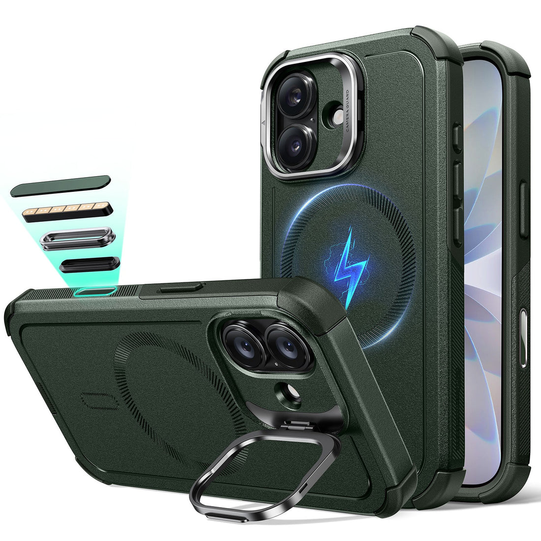 iPhone 17 Cyber Tough Magnetic Case (Camera Control, Stash Stand) - Olive Green ESR ESR